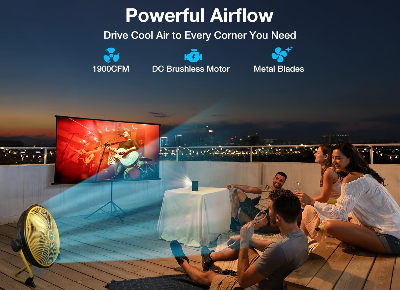 Geek Aire Rechargeable Outdoor High Velocity Camping Floor Fan, 16” Portable Battery Operated Fan with Metal Blade for Garage Camping Gear Accessories