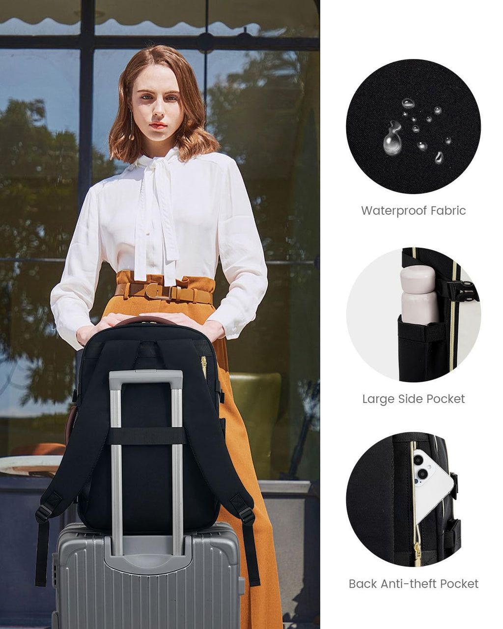 LOVEVOOK Carry On Travel Backpack For Women Men Flight Approved, 40L Personal Item Backpack for Airplanes, Business Weekender Overnight Daypack Fits 17 Inch Laptop, With 2 Packing Cubes, Black