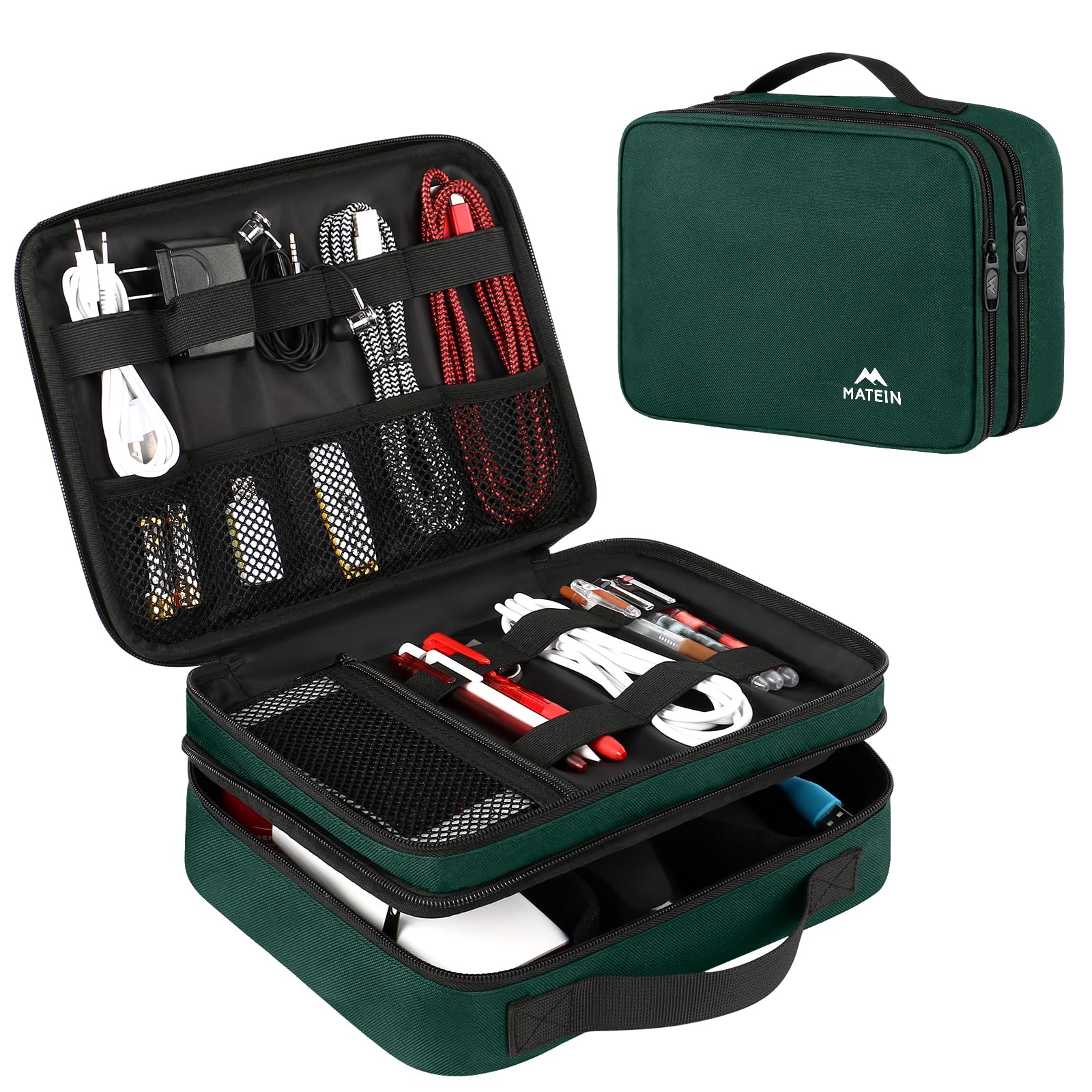 MATEIN Electronics Organizer Travel Case, Water Resistant Cable Organizer Bag for Travel Essentials, Gifts for Men, Storage Bag for Camera Accessories, Phone, Cord & Tablet, Black