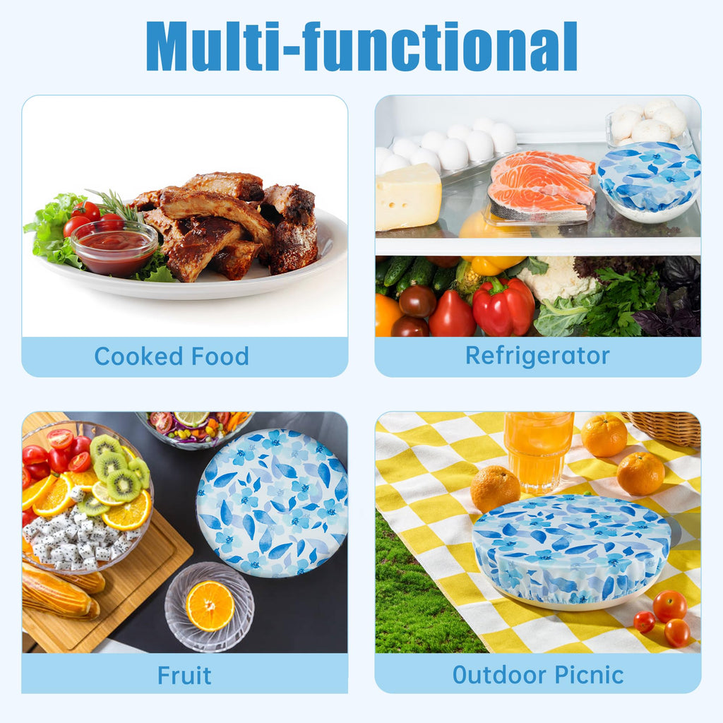 wegreeco Elastic Reusable Bowl Covers for Bread Proofing, Fabric Cloth Sourdough Bowl Covers for Proofing - Set of 3, Grey Leaf