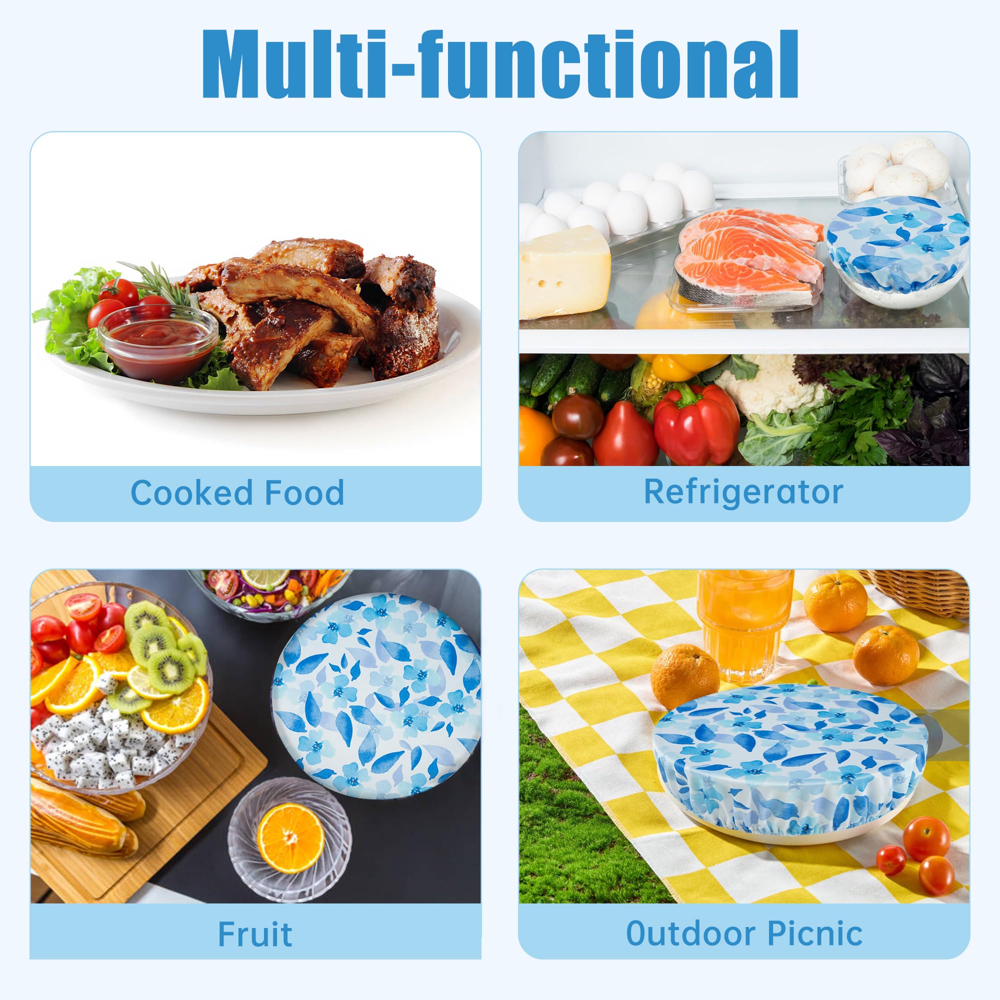 wegreeco Elastic Reusable Bowl Covers for Bread Proofing, Fabric Cloth Sourdough Bowl Covers for Proofing - Set of 3, Grey Leaf