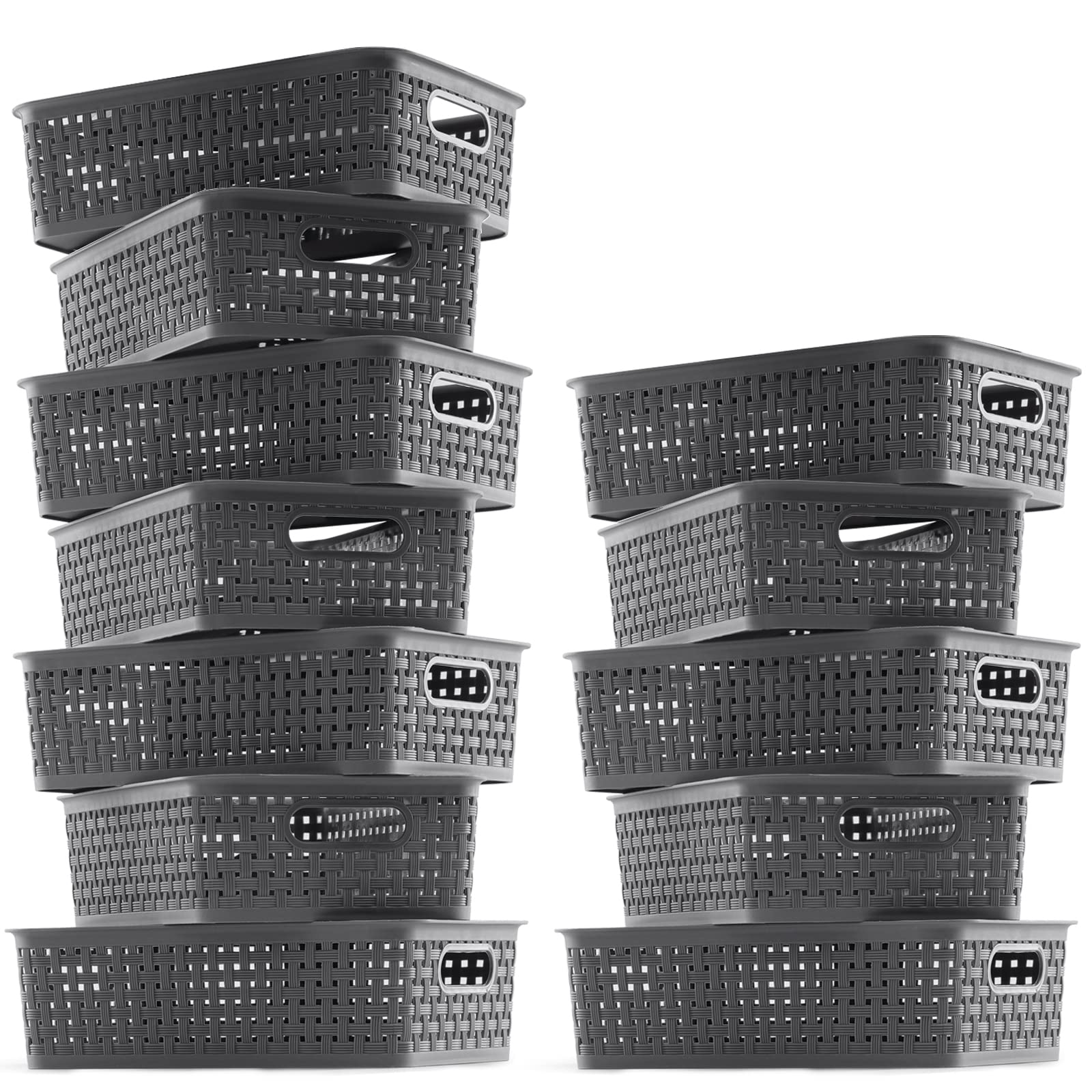 [ 12 Pack ] Plastic Storage Baskets - Small Pantry Organization and Storage Bins - Household Organizers for Laundry Room, Bathrooms, Bedrooms, Kitchens, Cabinets, Countertops, Under Sink or On Shelve