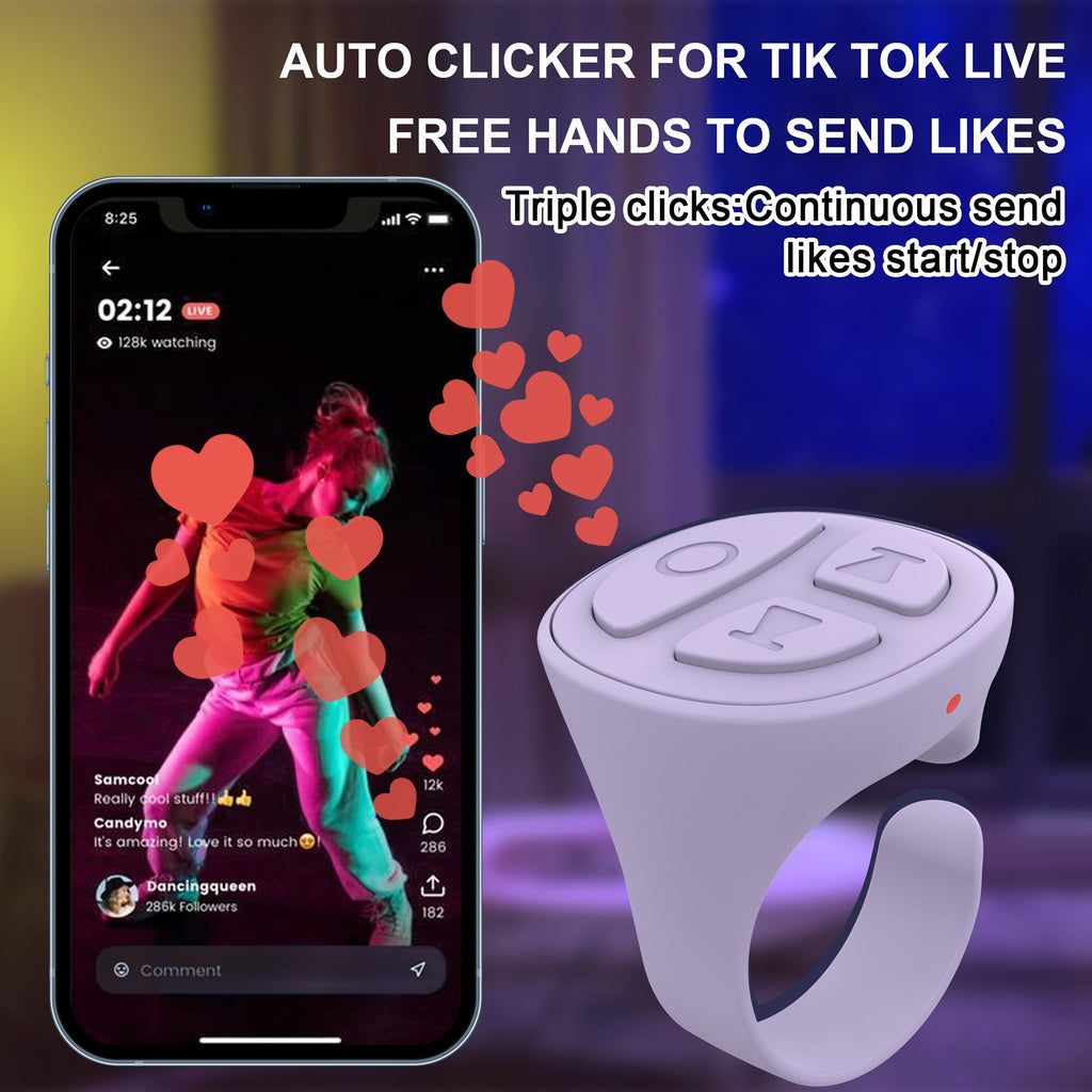 Tiktok Scrolling Ring for iPhone, Bluetooth Camera Remote Control, Remote Control for TIK Tok Scrolling Ring for iPhone, Android (Black)