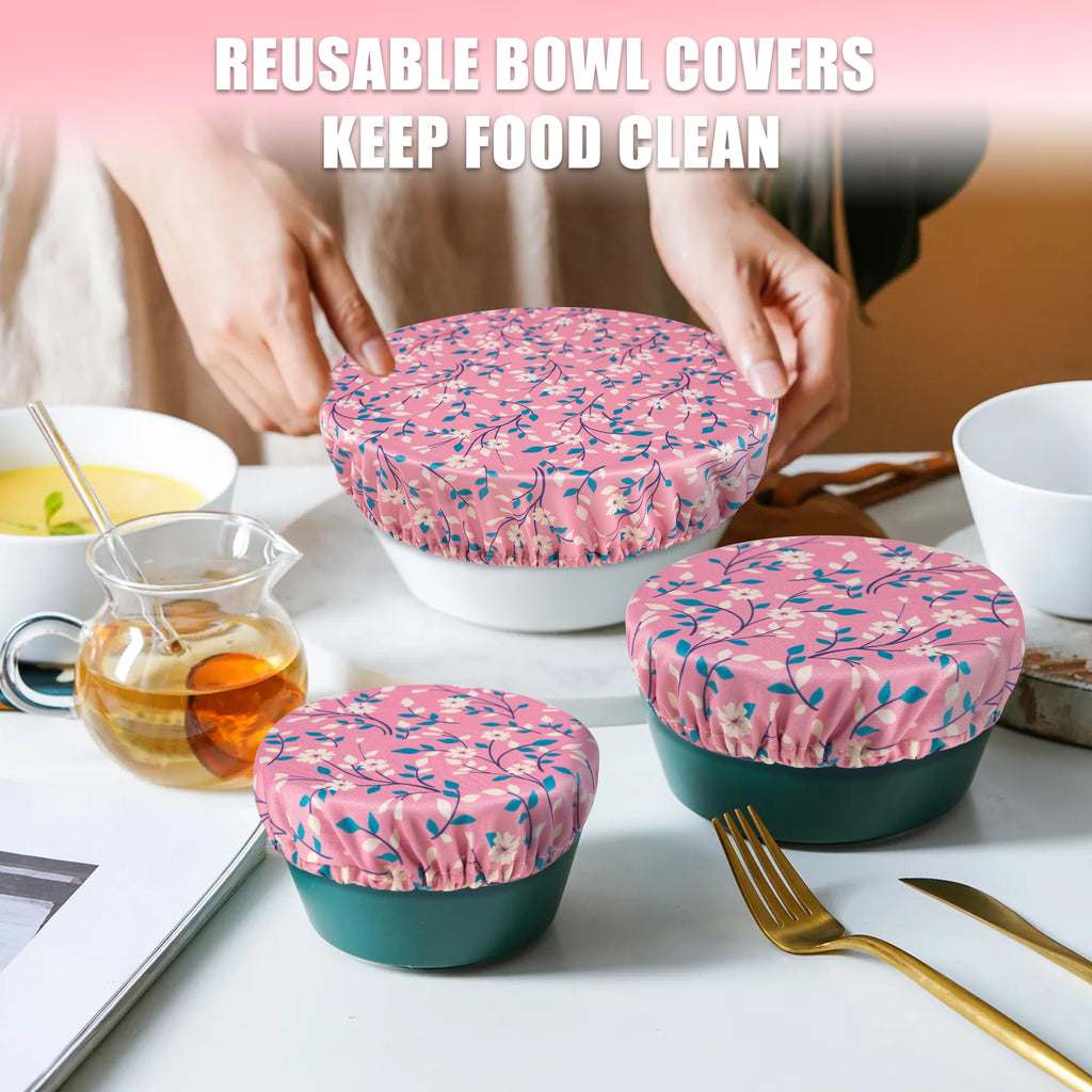 wegreeco Elastic Reusable Bowl Covers for Bread Proofing, Fabric Cloth Sourdough Bowl Covers for Proofing - Set of 3, Grey Leaf