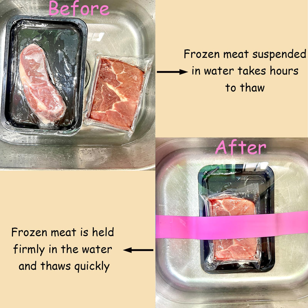 Thaw Belt, Silicone Sink Thawing Fixator Belt, Longer Faster & Safer Defrosting Belt for Frozen Meat Fruit and Vegetable, Thaws in Minutes Instead of Hours, Super Suction, no Heat Required (Blue)