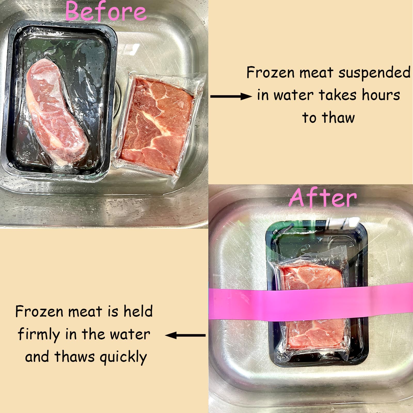 Thaw Belt, Silicone Sink Thawing Fixator Belt, Longer Faster & Safer Defrosting Belt for Frozen Meat Fruit and Vegetable, Thaws in Minutes Instead of Hours, Super Suction, no Heat Required (Blue)