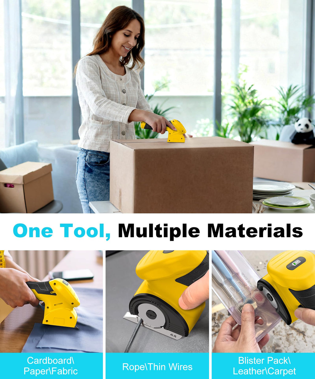 2026 Cordless Electric Scissors, Fast Charging Rechargeable Cardboard Cutter with Replaceable Blades and Long-Lasting Battery, Effortless Cutting for Cloth, Fabric, Plastic & Leather