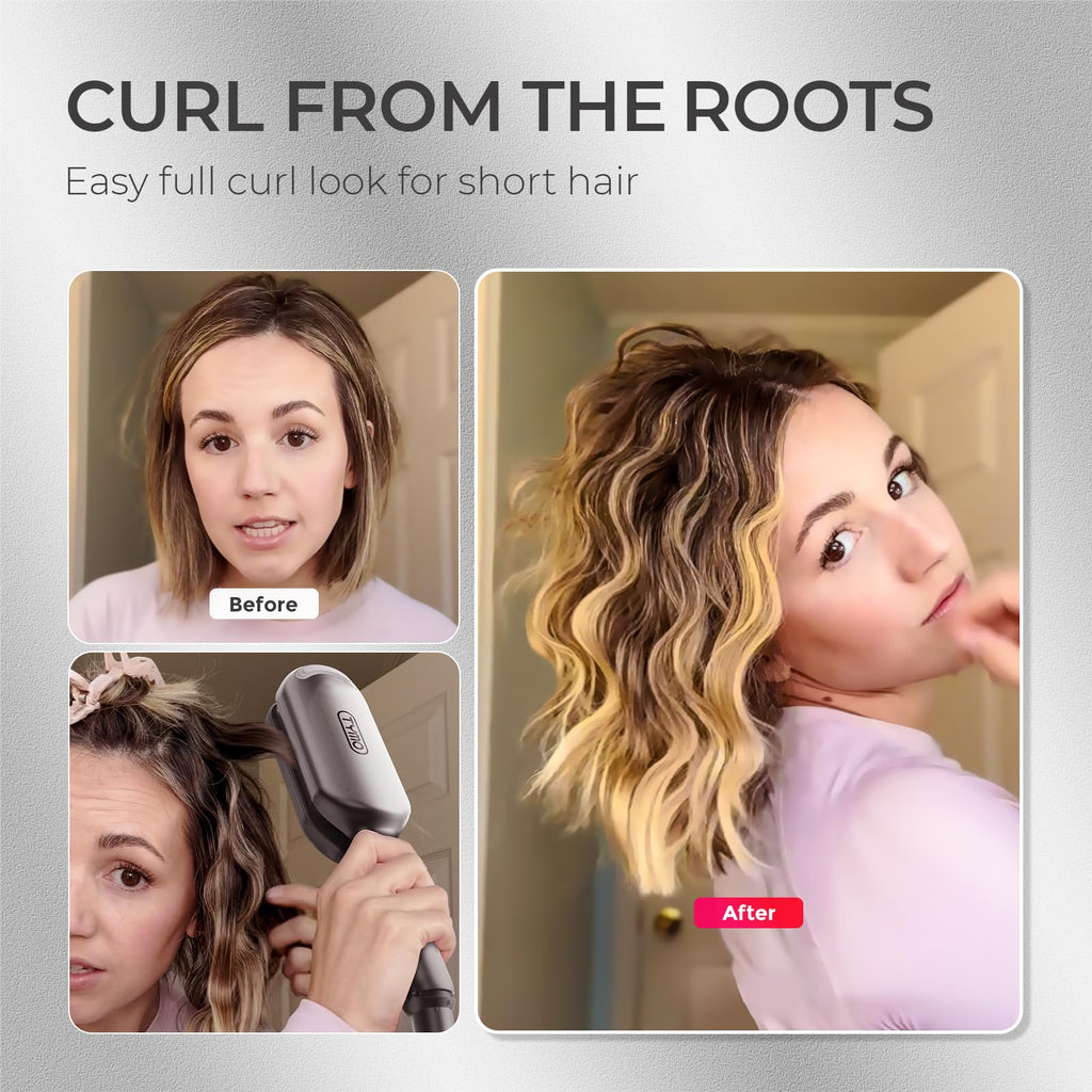 Curling Iron Hair Crimper Waver - TYMO ROVY Beach Waves Curling Wand, Ionic Deep Waver Hair Curler Tool with Ceramic 3 Barrel for Women, Dual Voltage, Anti-Scald, Easy to Use, Pink, 1.25 Inch
