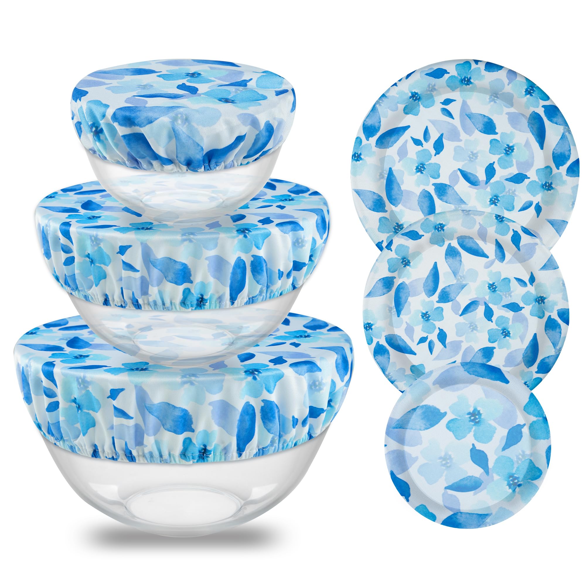 wegreeco Elastic Reusable Bowl Covers for Bread Proofing, Fabric Cloth Sourdough Bowl Covers for Proofing - Set of 3, Grey Leaf