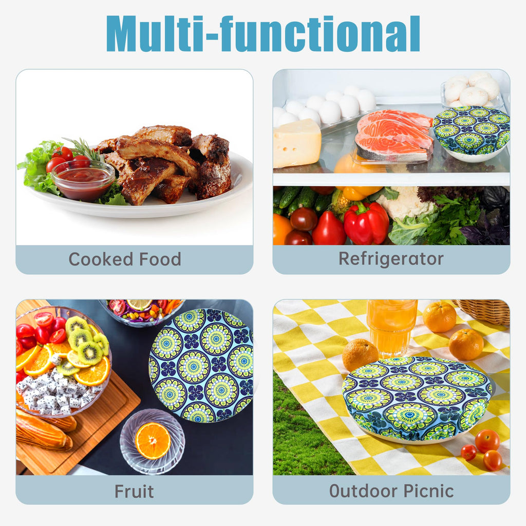 wegreeco Elastic Reusable Bowl Covers for Bread Proofing, Fabric Cloth Sourdough Bowl Covers for Proofing - Set of 3, Grey Leaf