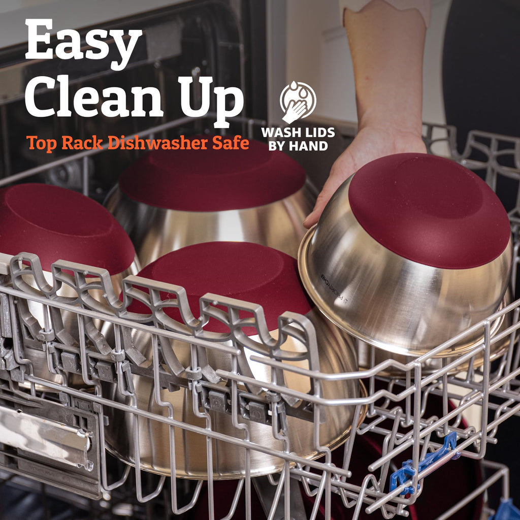 Priority Chef Premium Mixing Bowls With Lids Set, Airtight Lids, Thicker Stainless Steel, Non-Slip Base, 5 Nesting Steel Bowls for Kitchen, Large Prep Metal Bowl Set 1.5/2/3/4/5 Qt, Black