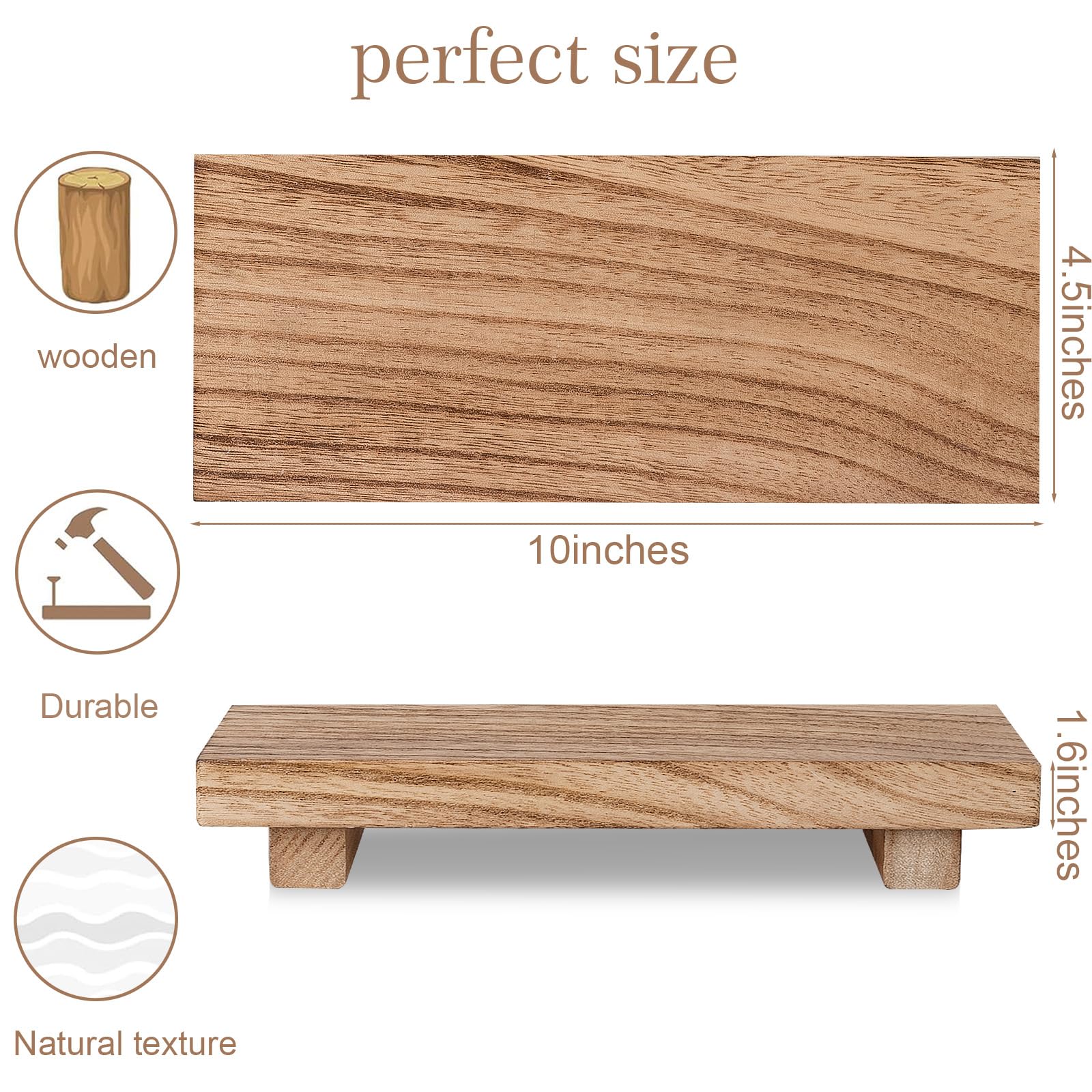 zoocatia Small Wood Tray Pedestal Stand Farmhouse Bathroom Decor Decorative Wooden Riser Kitchen Soap Dish Holder for Vanity, Counter, Sink, 9" x 5.9" - Black