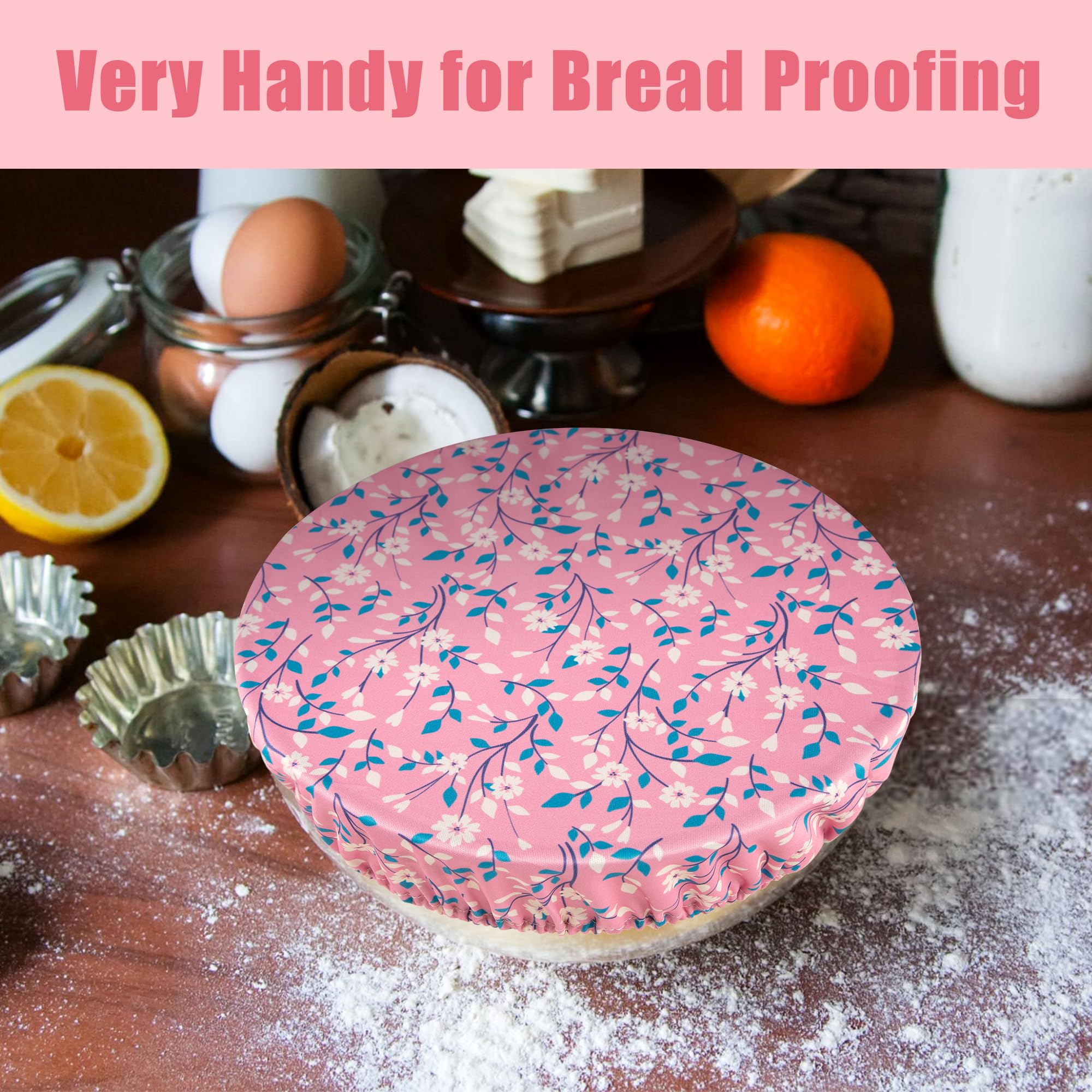 wegreeco Elastic Reusable Bowl Covers for Bread Proofing, Fabric Cloth Sourdough Bowl Covers for Proofing - Set of 3, Grey Leaf