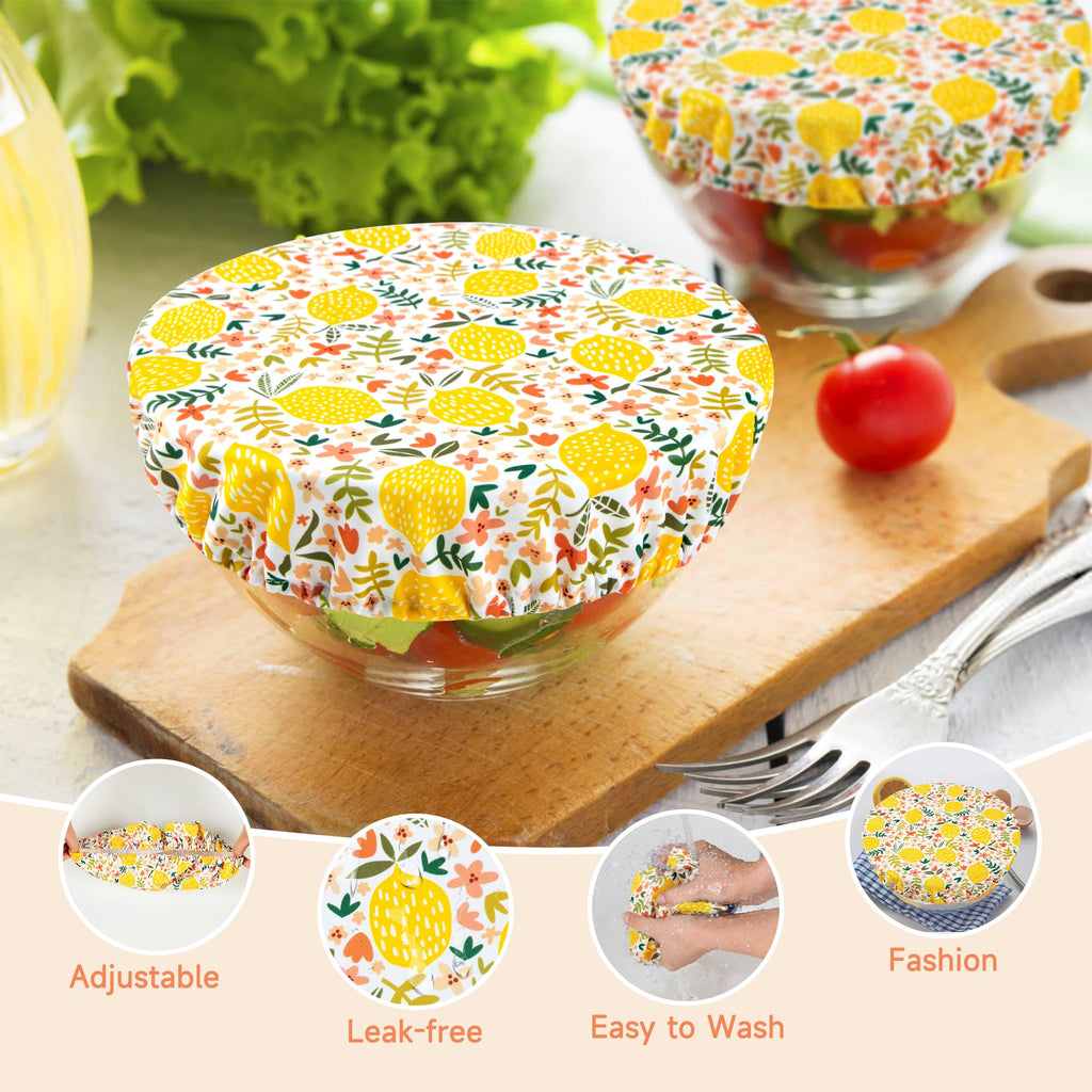 wegreeco Elastic Reusable Bowl Covers for Bread Proofing, Fabric Cloth Sourdough Bowl Covers for Proofing - Set of 3, Grey Leaf