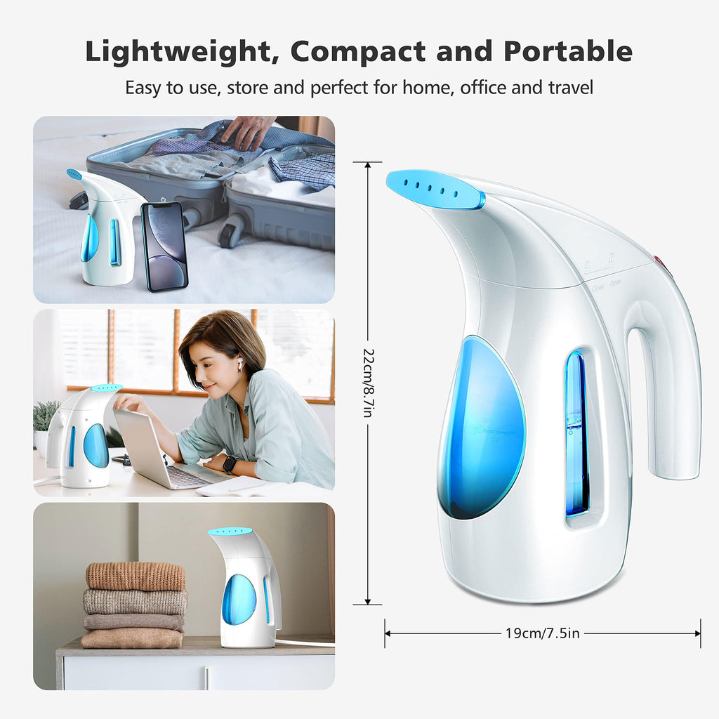 HiLIFE Steamer for Clothes, Portable Handheld Clothing Steamer, 240ml Big Capacity, 700W, Strong Power, Fabric Quick Wrinkle Remover with Brush for Home, Office, Travel (ONLY 120V) -Blue