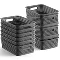 [ 12 Pack ] Plastic Storage Baskets - Small Pantry Organization and Storage Bins - Household Organizers for Laundry Room, Bathrooms, Bedrooms, Kitchens, Cabinets, Countertops, Under Sink or On Shelve