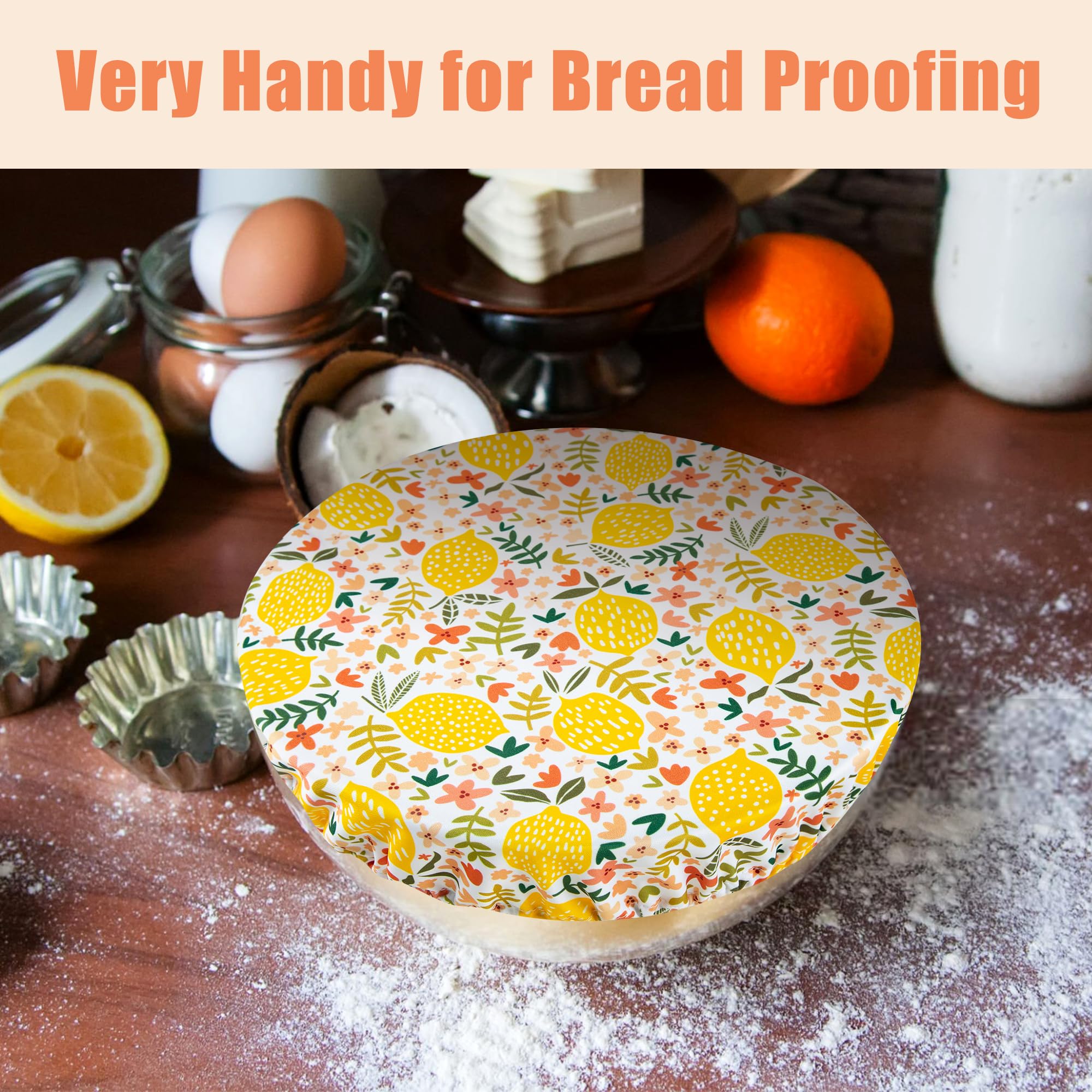 wegreeco Elastic Reusable Bowl Covers for Bread Proofing, Fabric Cloth Sourdough Bowl Covers for Proofing - Set of 3, Grey Leaf