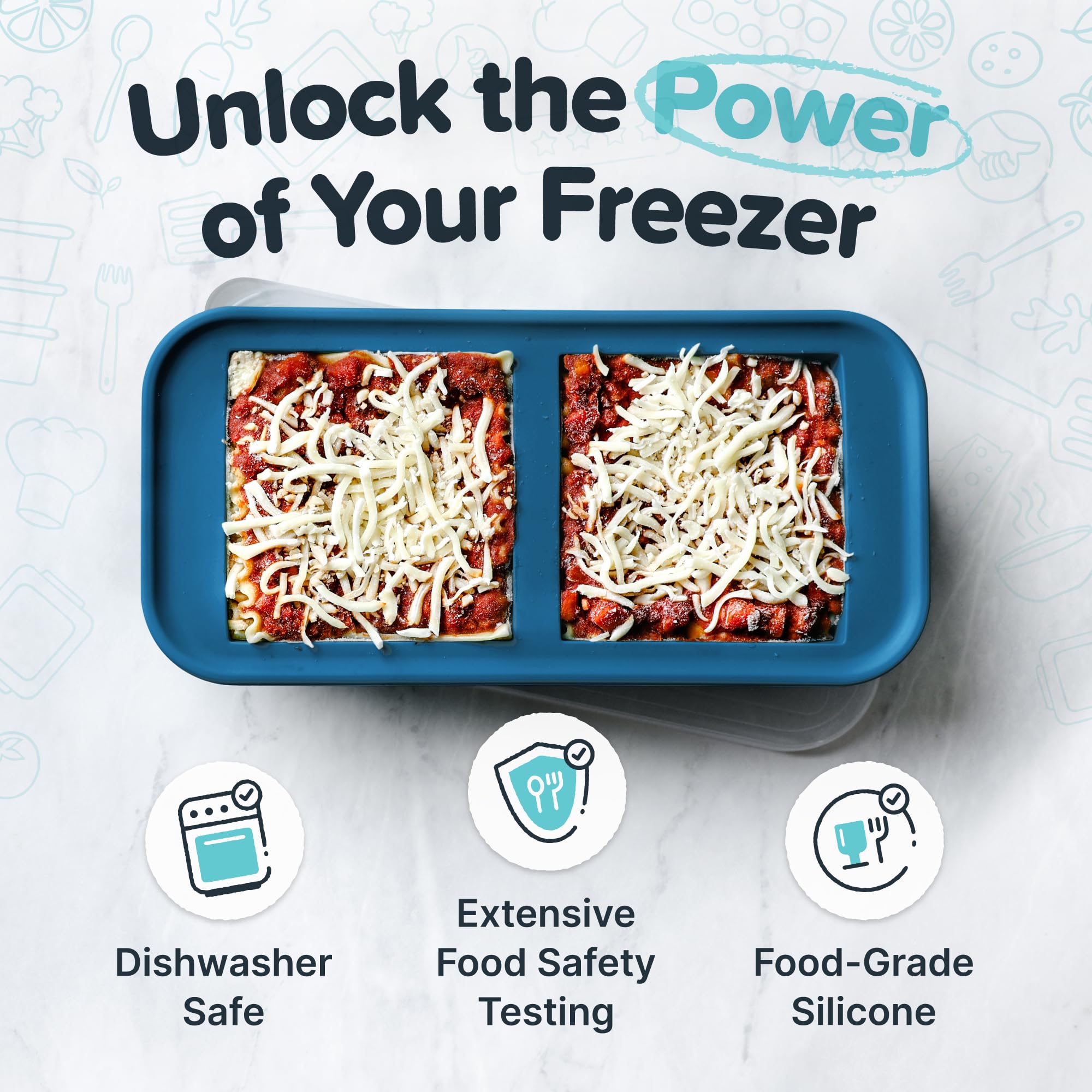 Souper Cubes 2 Cup Silicone Freezer Molds with Lids – Soup Cubes for Freezing Lasagna, Leftovers, Soups, Sauces, Casseroles, Meal Prep Meals and More – Aqua 2-Pack