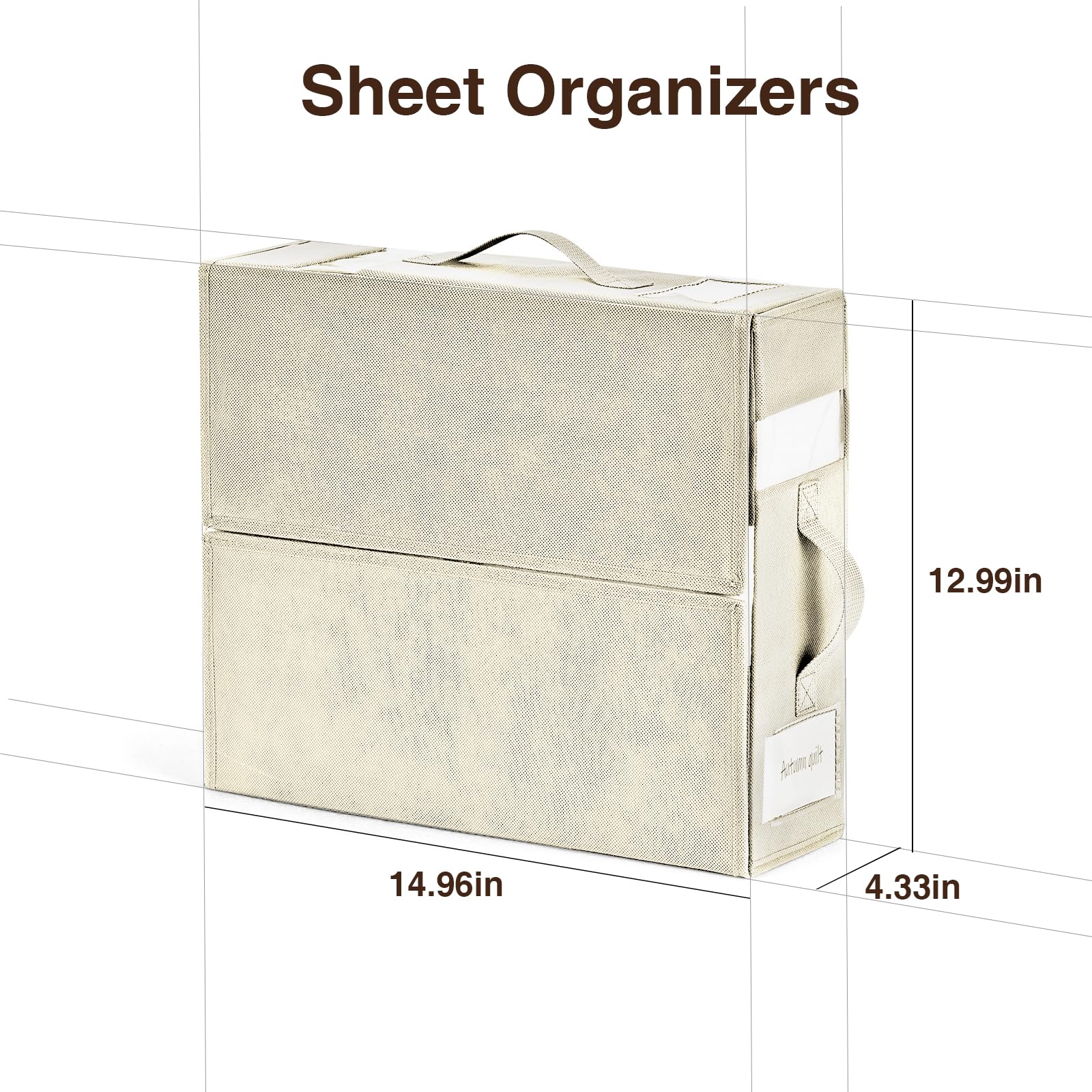 DIMJ Bed Sheet Organizers and Storage 6 Pack - Foldable Sheet Organizer for Linen Closet, Bedding Storage Box for organization, Sheets Set Holder for Blanke, Towel (King & Queen Size), Beige