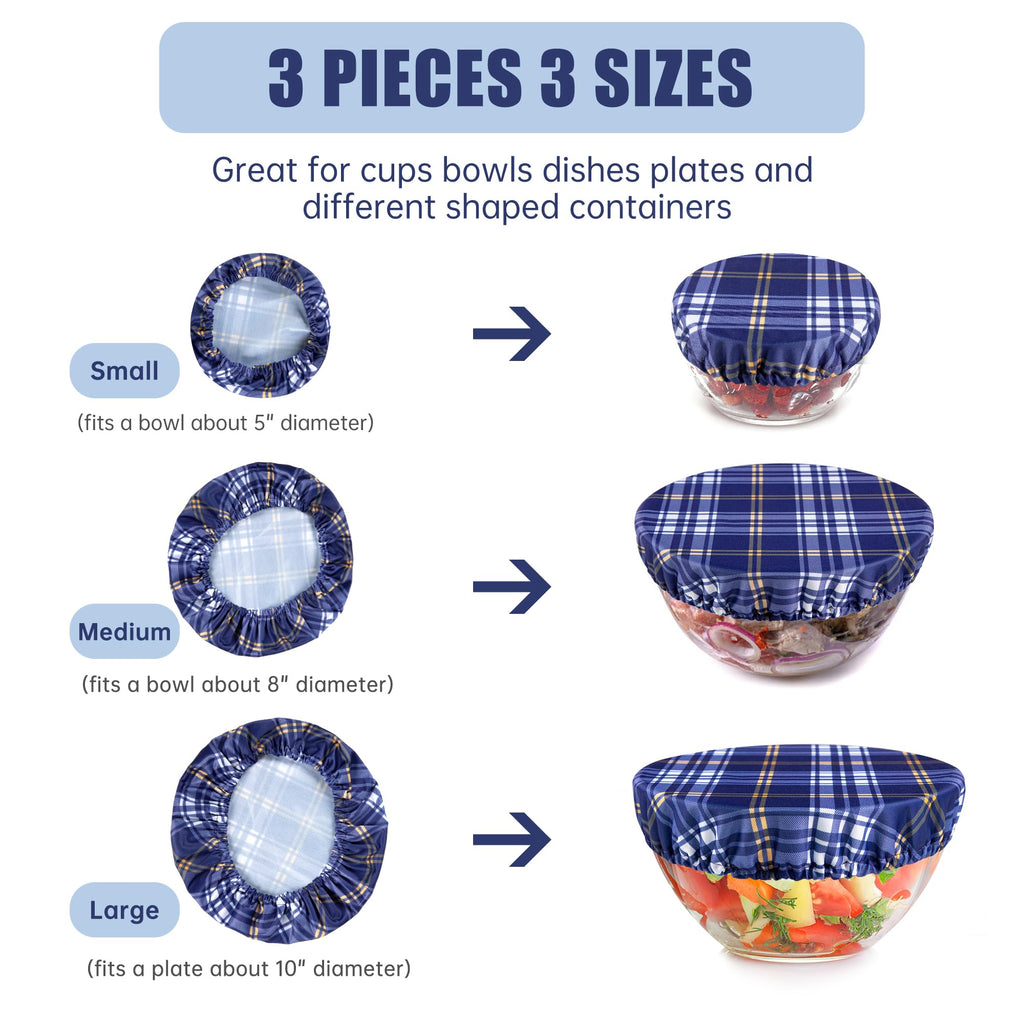 wegreeco Elastic Reusable Bowl Covers for Bread Proofing, Fabric Cloth Sourdough Bowl Covers for Proofing - Set of 3, Grey Leaf