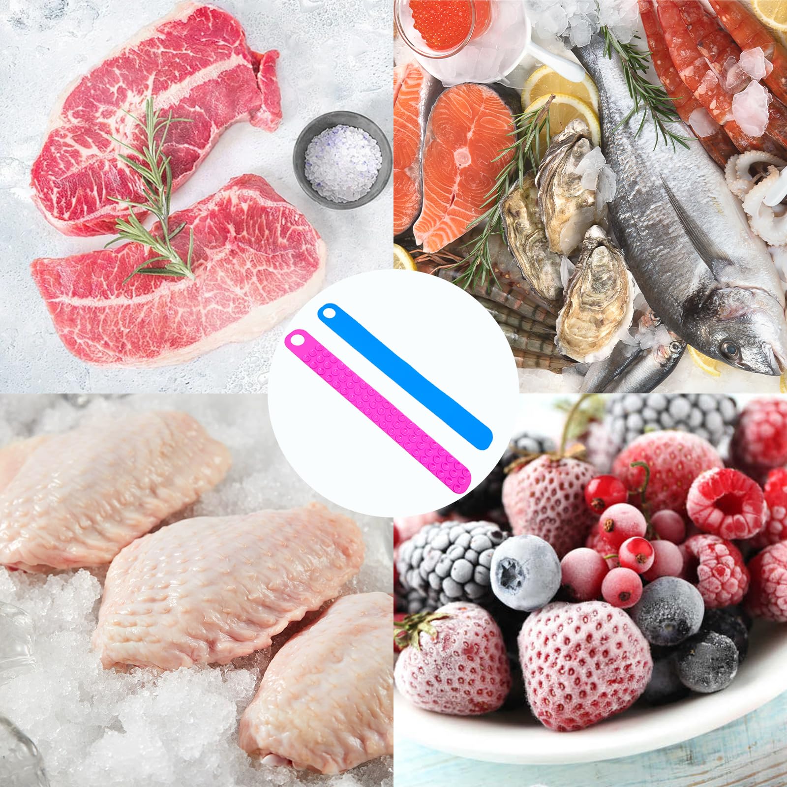 Thaw Belt, Silicone Sink Thawing Fixator Belt, Longer Faster & Safer Defrosting Belt for Frozen Meat Fruit and Vegetable, Thaws in Minutes Instead of Hours, Super Suction, no Heat Required (Blue)
