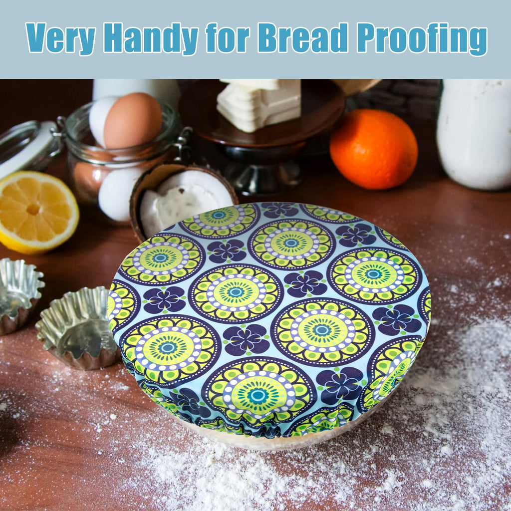 wegreeco Elastic Reusable Bowl Covers for Bread Proofing, Fabric Cloth Sourdough Bowl Covers for Proofing - Set of 3, Grey Leaf