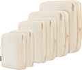 BAGAIL 4 Set/6 Set/8 Set Compression Packing Cubes Travel Accessories Expandable Packing Organizers (Square Mesh, 06-Beige)