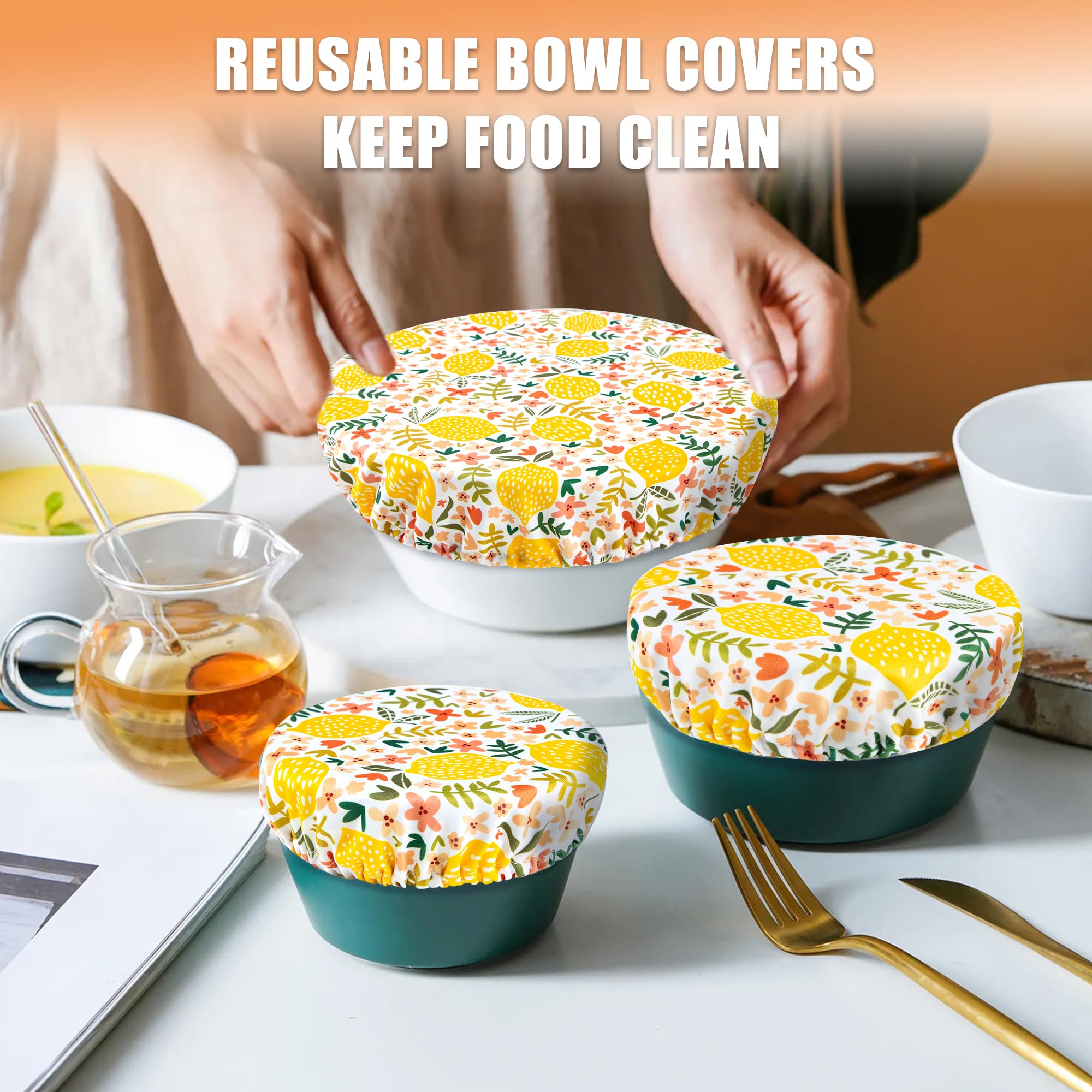 wegreeco Elastic Reusable Bowl Covers for Bread Proofing, Fabric Cloth Sourdough Bowl Covers for Proofing - Set of 3, Grey Leaf