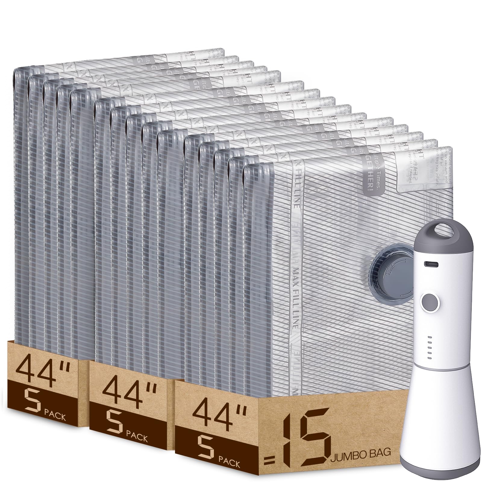 12 Pack Vacuum Bags for Travel with Rechargeable air Pump, Carry-on Size Vacuum Seal Bags for Luggage and Suitcase Compression, Space Saver for Clothes and Clothing Travel