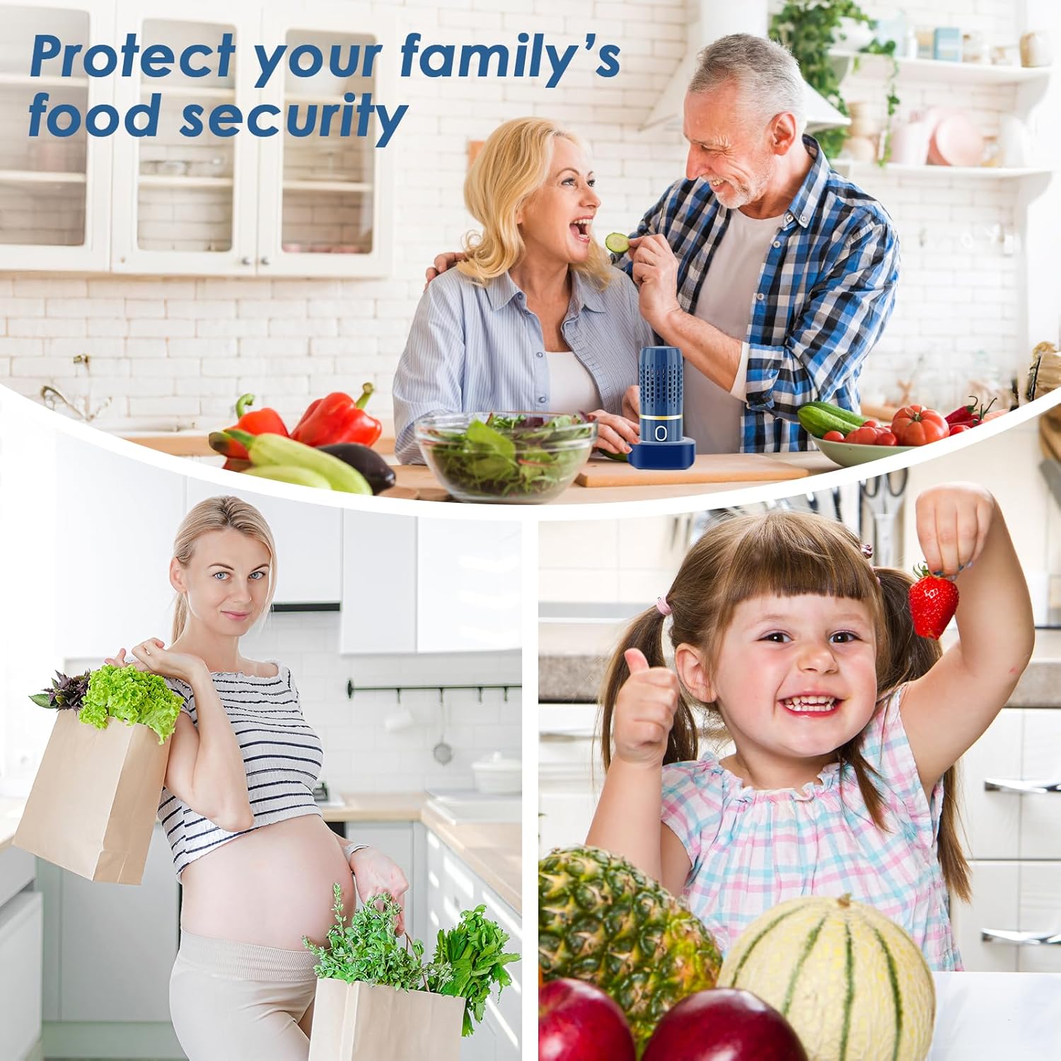 Cudinham Fruit and Vegetable Purifier Cleaner Washing Machine Capsule Shape Disinfection OH-ion Purification Technology for Cleaning Grains Rice Meat Seafood, Blue