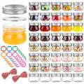 24 Pack 4 oz Mason Jars with Regular Lids and Bands, Small Canning Jars, Mini Glass Jars for Honey Jelly Jam Crafts