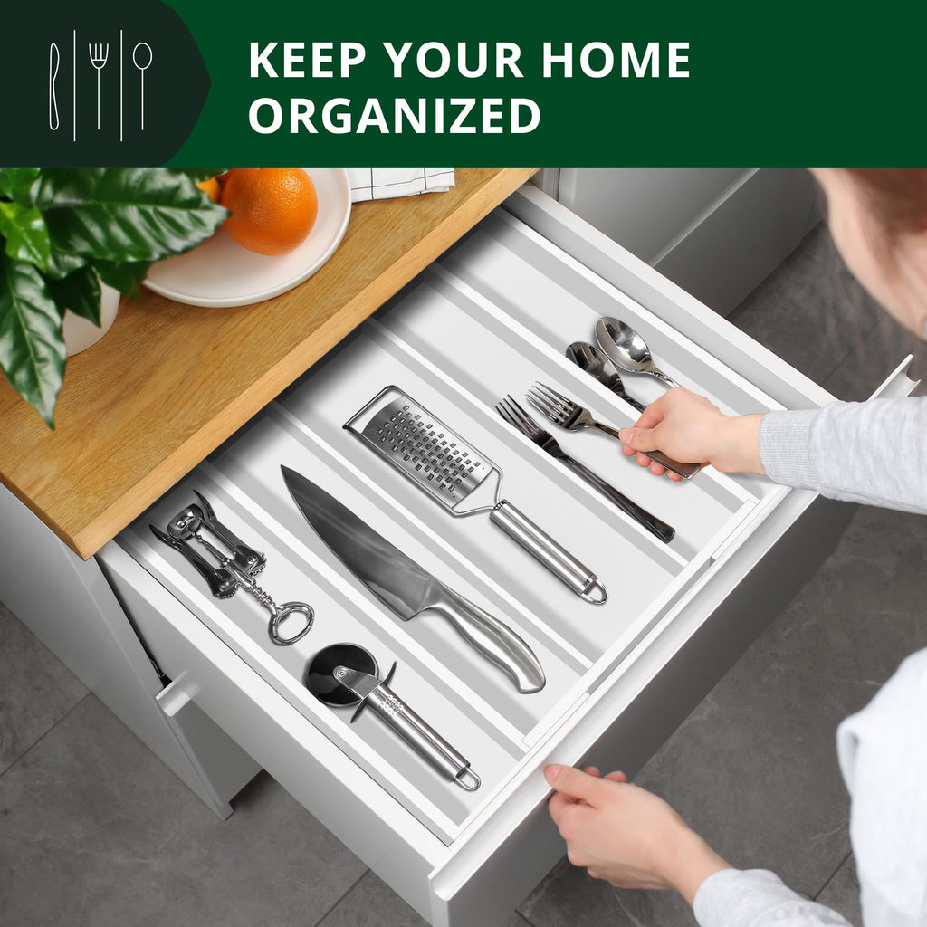 ROYAL CRAFT WOOD Luxury Bamboo Kitchen Drawer Organizer - Silverware Organizer, Utensil Holder & Cutlery Tray Drawer Dividers for Flatware (9 Slot, Natural)