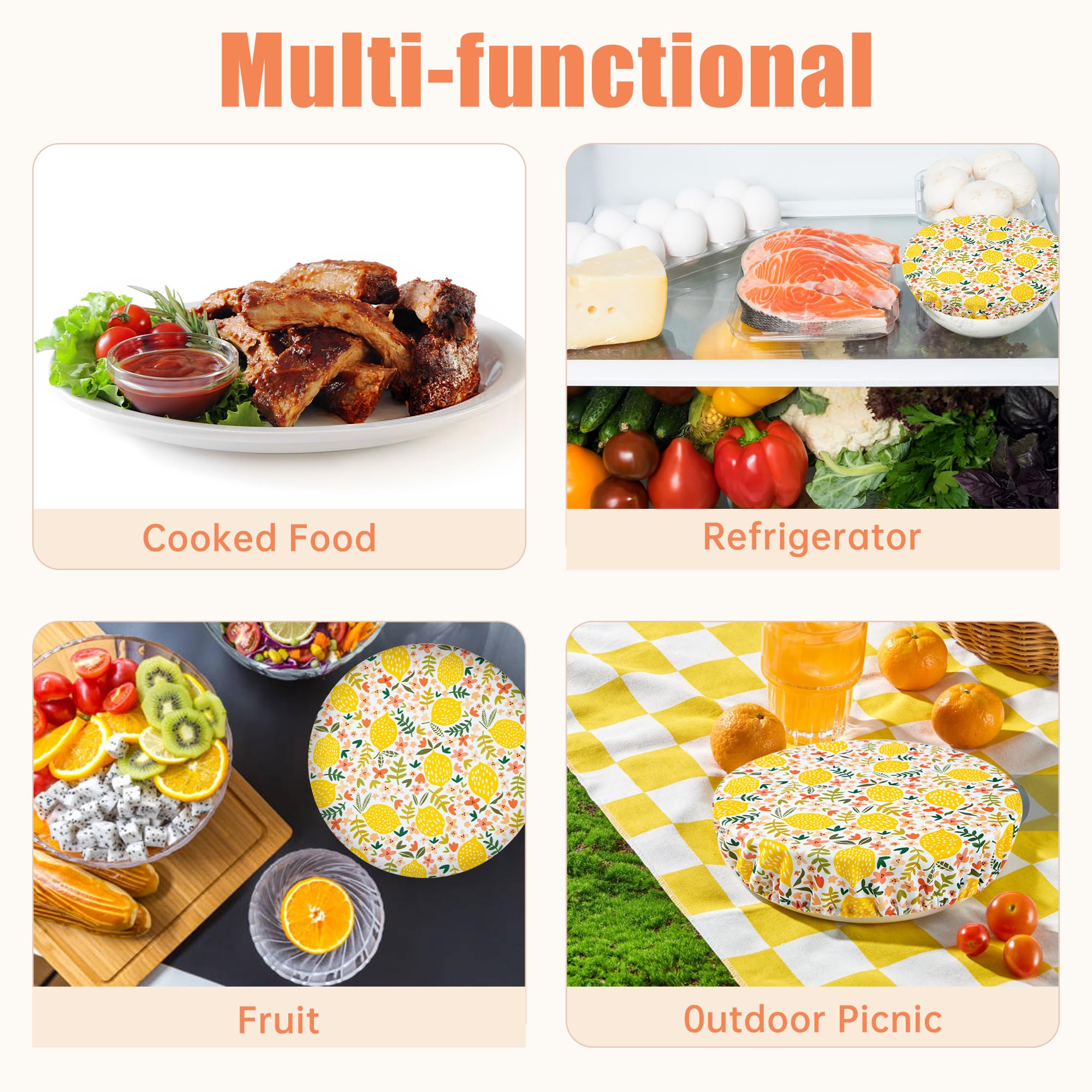 wegreeco Elastic Reusable Bowl Covers for Bread Proofing, Fabric Cloth Sourdough Bowl Covers for Proofing - Set of 3, Grey Leaf