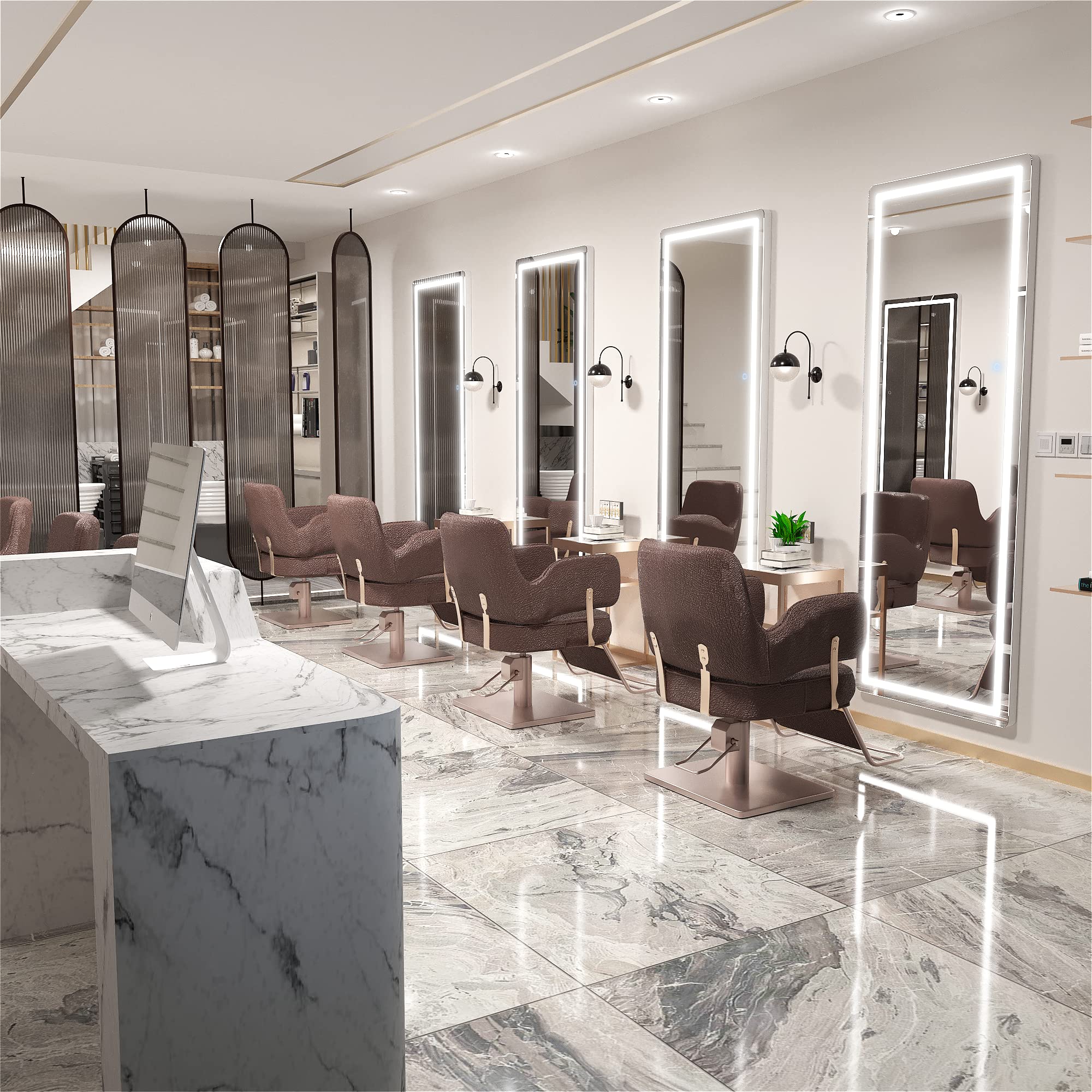 Hasipu Full Length Mirror with Lights, 79" x 36" LED Lighted Floor Standing, Full Body Dressing Hanging Mounted Mirror, Tempered Glass, Square Black