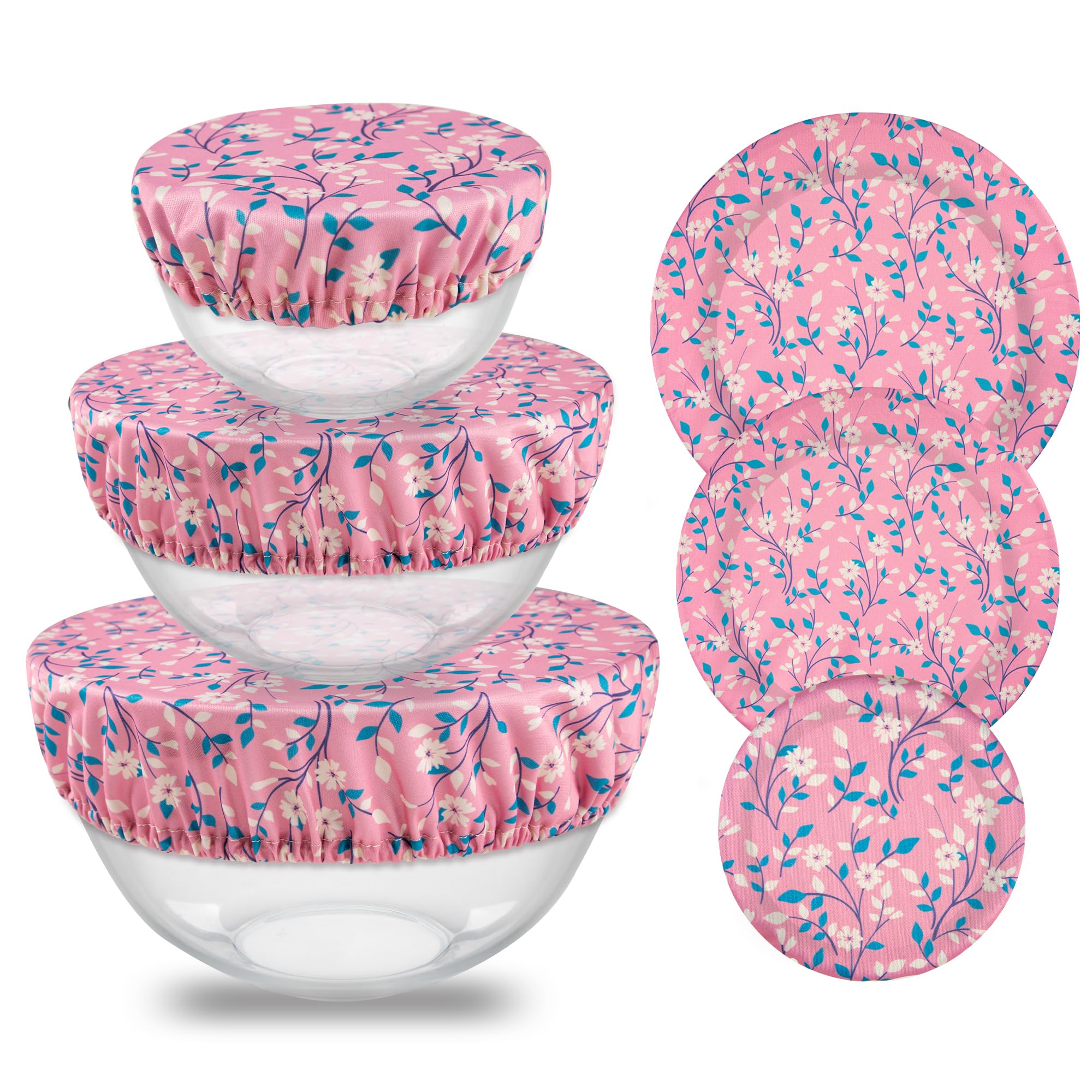 wegreeco Elastic Reusable Bowl Covers for Bread Proofing, Fabric Cloth Sourdough Bowl Covers for Proofing - Set of 3, Grey Leaf