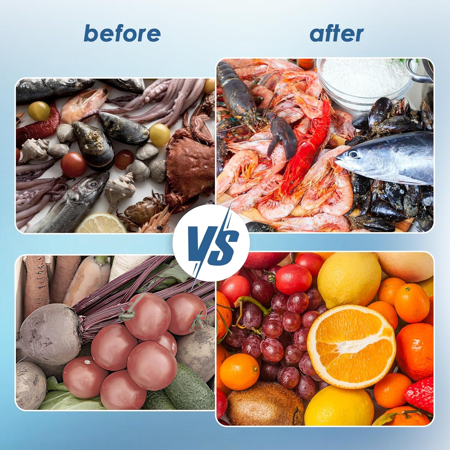 Cudinham Fruit and Vegetable Purifier Cleaner Washing Machine Capsule Shape Disinfection OH-ion Purification Technology for Cleaning Grains Rice Meat Seafood, Blue