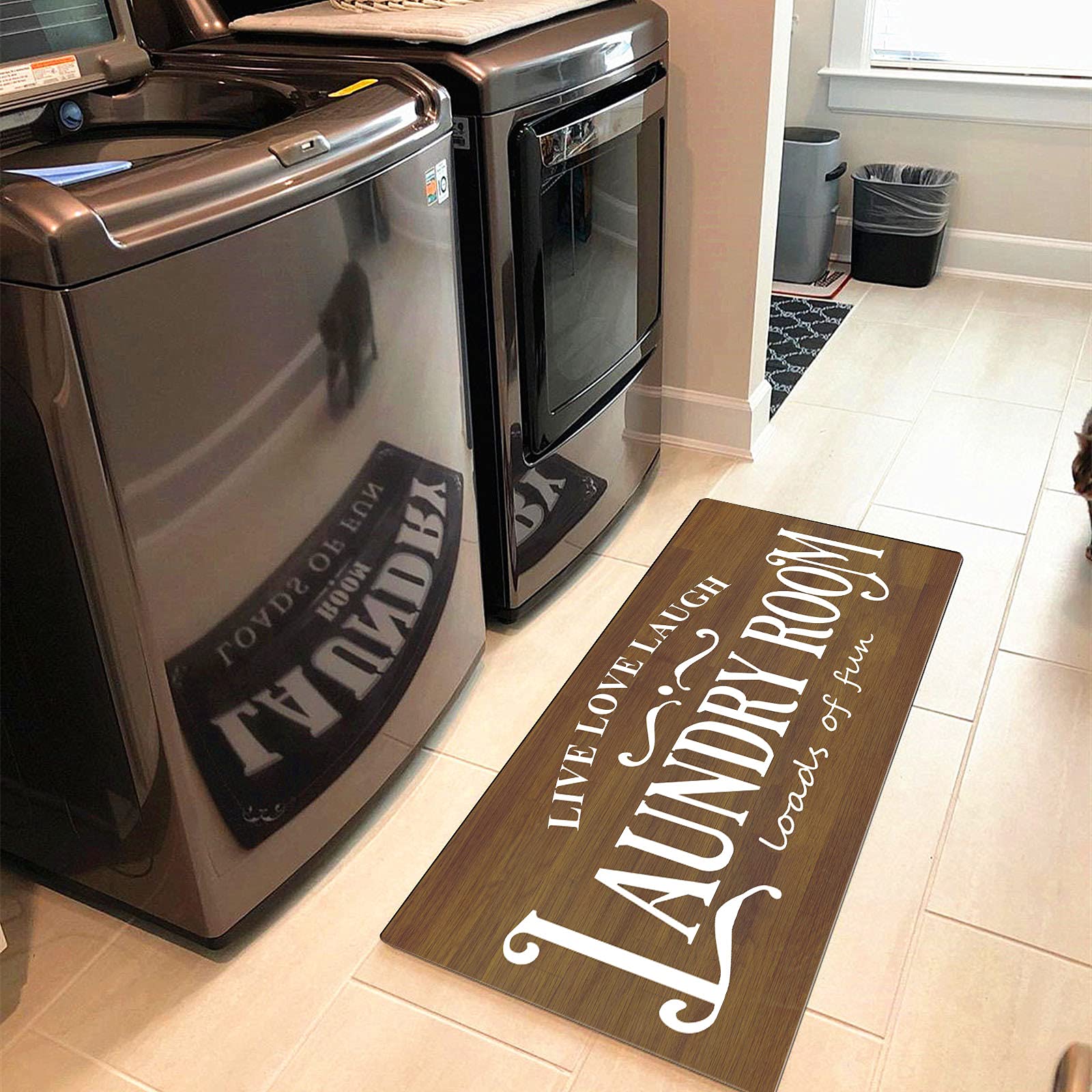 UKELER Laundry Room Rug Runner, Farmhouse Laundry Mats for Washroom Laundry Room Bathroom Kitchen, Non Slip Anti Fatigue Laundry Rugs 48''x20''