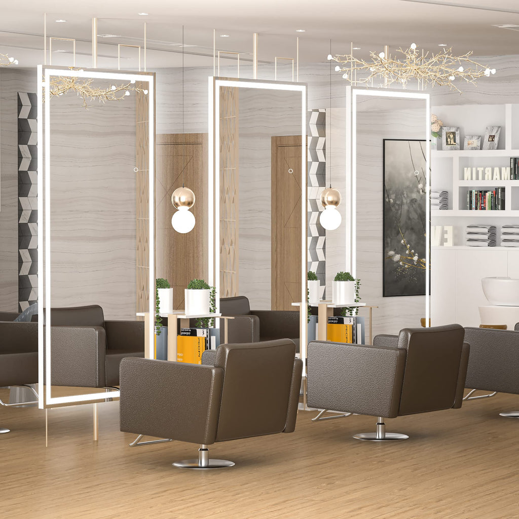 Hasipu Full Length Mirror with Lights, 79" x 36" LED Lighted Floor Standing, Full Body Dressing Hanging Mounted Mirror, Tempered Glass, Square Black