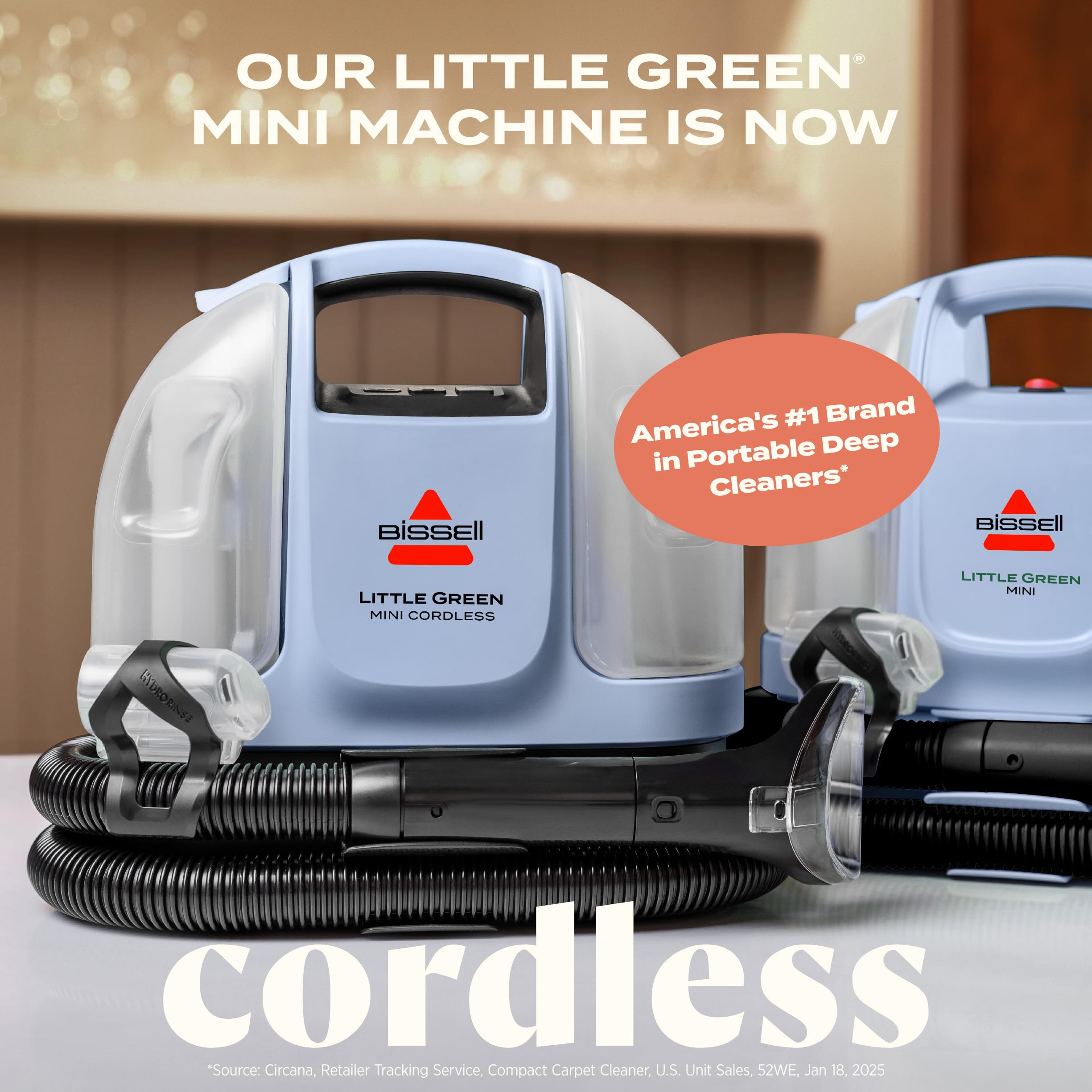 BISSELL Little Green Cordless Portable Deep Cleaner with 25V Lithium-Ion Battery & Battery-Boost Technology, 3682