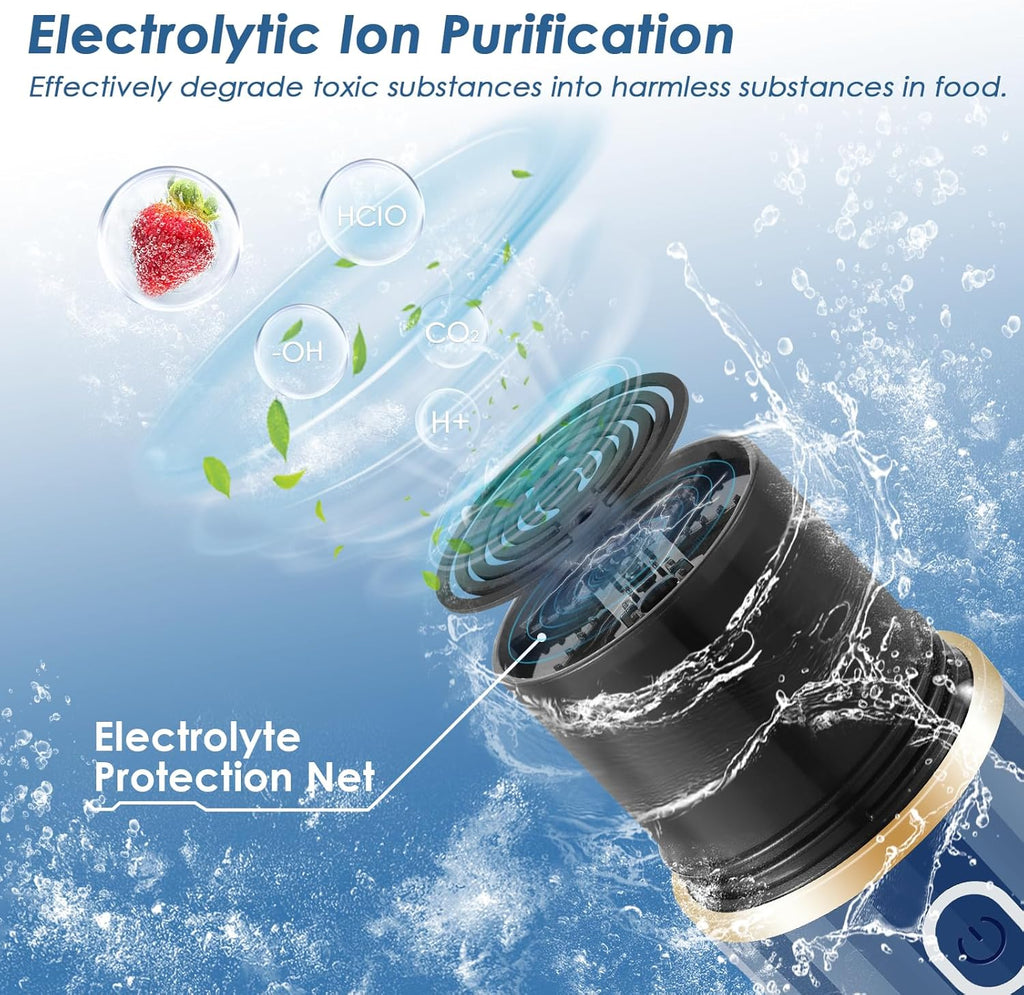 Cudinham Fruit and Vegetable Purifier Cleaner Washing Machine Capsule Shape Disinfection OH-ion Purification Technology for Cleaning Grains Rice Meat Seafood, Blue