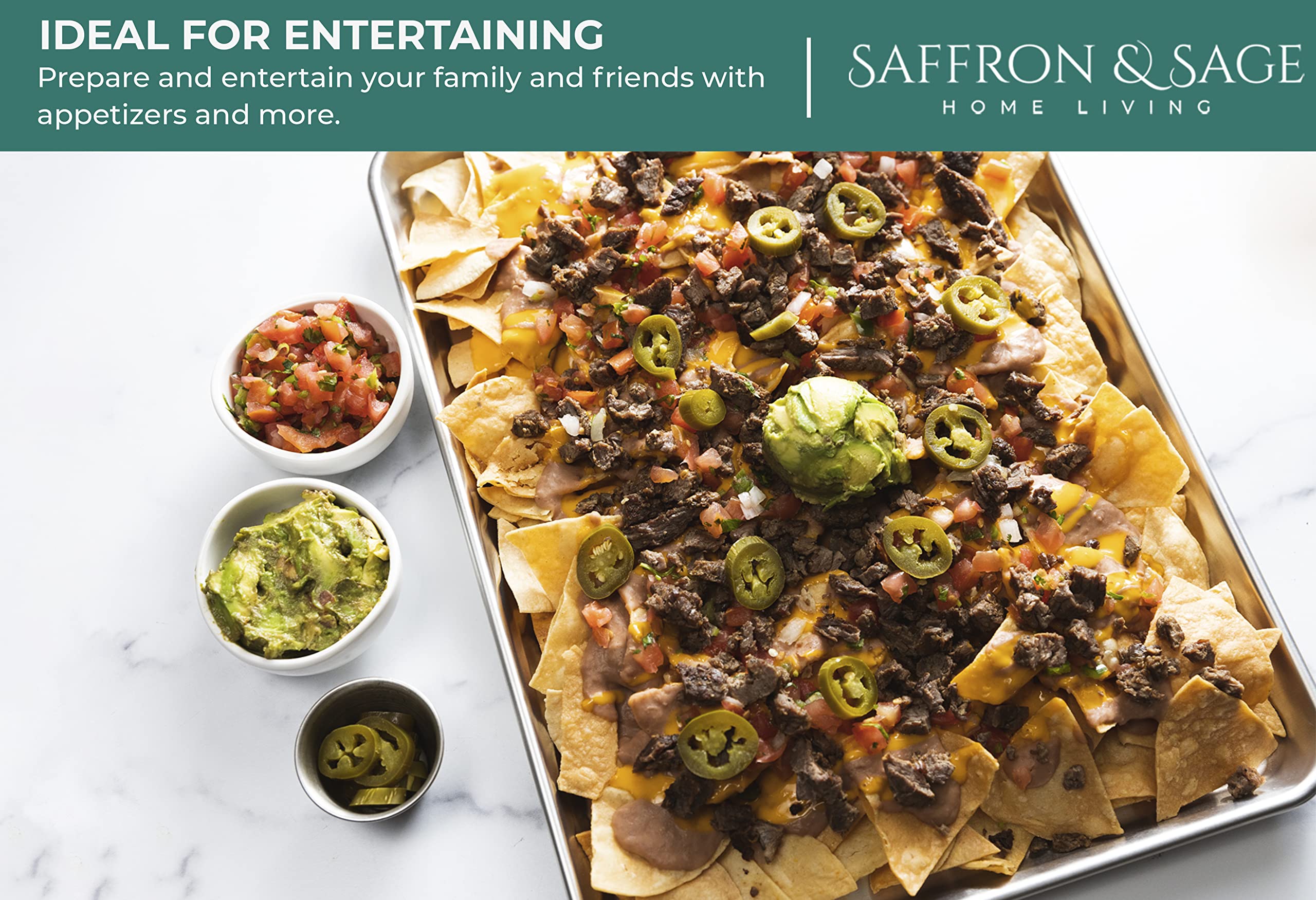 Commercial Quality Cookie Sheet Pan - 2 Pack Aluminum Half Sheet Baking Pan by Saffron & Sage Home Living - This 18x13 Baking Sheet Set is Rust & Warp Resistant, Heavy Duty, of Thick Gauge