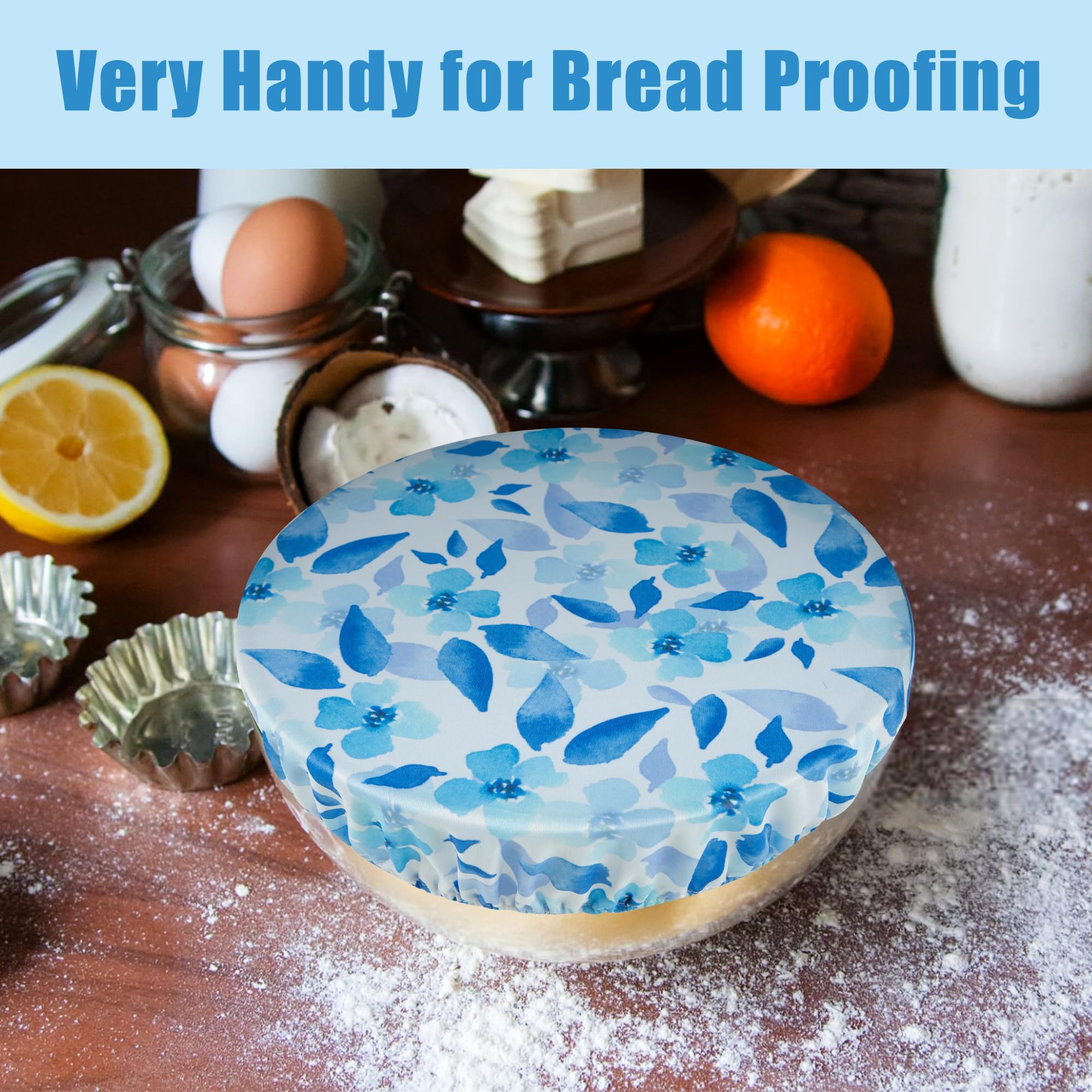 wegreeco Elastic Reusable Bowl Covers for Bread Proofing, Fabric Cloth Sourdough Bowl Covers for Proofing - Set of 3, Grey Leaf