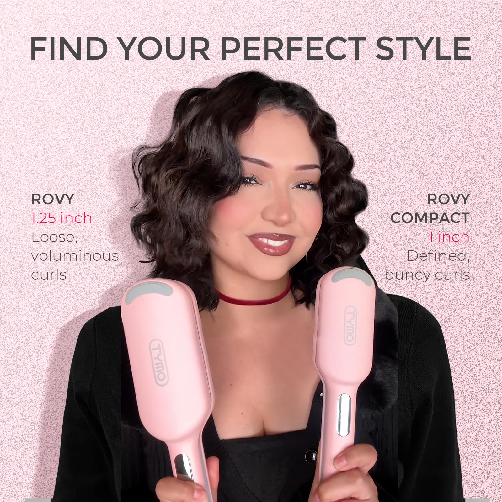 Curling Iron Hair Crimper Waver - TYMO ROVY Beach Waves Curling Wand, Ionic Deep Waver Hair Curler Tool with Ceramic 3 Barrel for Women, Dual Voltage, Anti-Scald, Easy to Use, Pink, 1.25 Inch