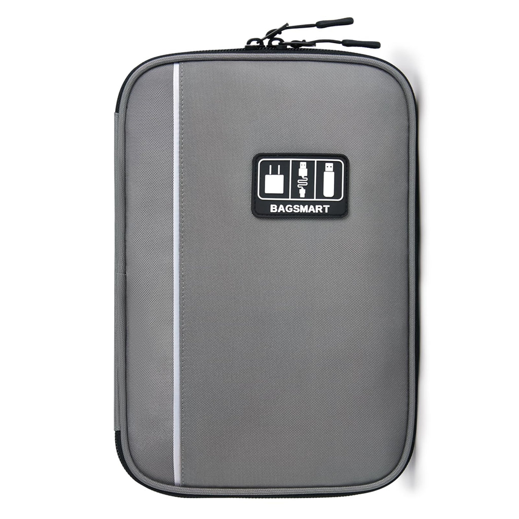 BAGSMART Large Electronics Travel Organizer Case, Tech Accessories Cord Storage Bag for Phone, Power Bank, SD Card, Cables, Black