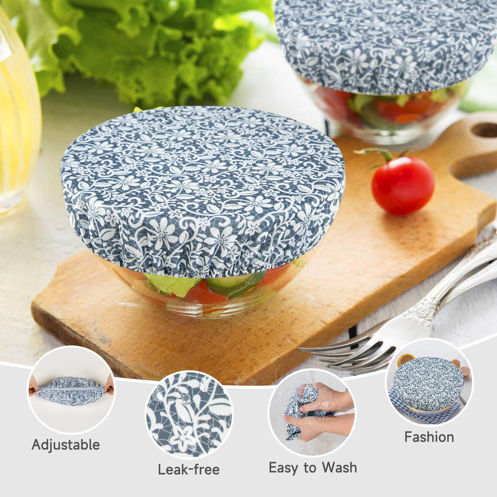 wegreeco Elastic Reusable Bowl Covers for Bread Proofing, Fabric Cloth Sourdough Bowl Covers for Proofing - Set of 3, Grey Leaf