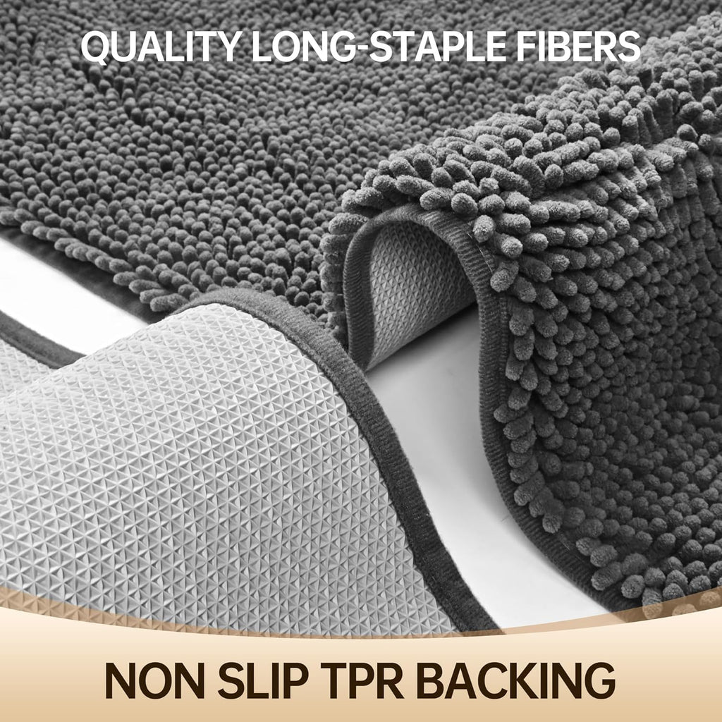 Amyracel Bathroom Rug Mat 30x60, Thick Soft Quick Dry Absorbent Chenille Bath Rug, Rubber Back Non Slip Machine Washable Bath Mat for Bathroom Shower Tub Floor