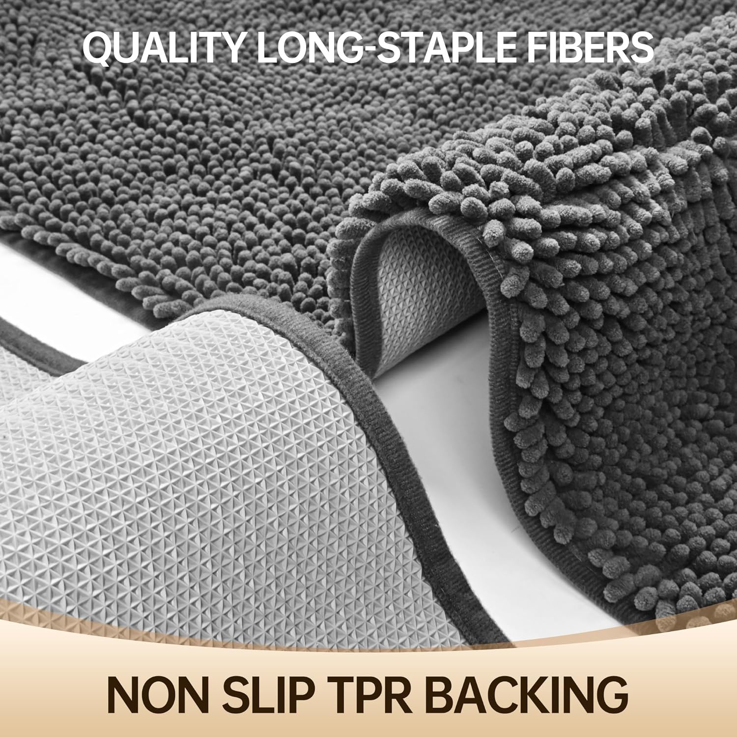 Amyracel Bathroom Rug Mat 30x60, Thick Soft Quick Dry Absorbent Chenille Bath Rug, Rubber Back Non Slip Machine Washable Bath Mat for Bathroom Shower Tub Floor