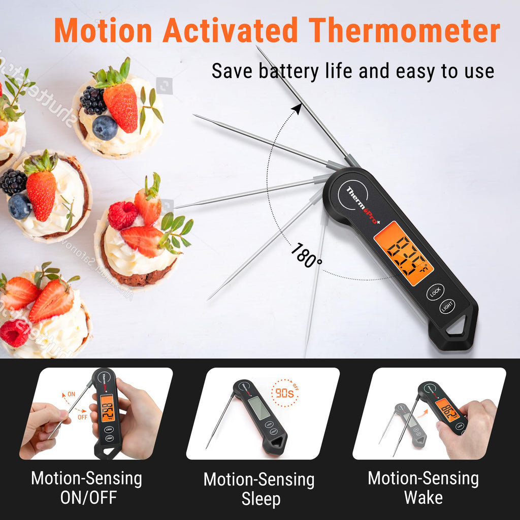 ThermoPro TP19H Waterproof Digital Meat Thermometer for Grilling with Ambidextrous Backlit and Motion Sensing Kitchen Cooking Food Thermometer for BBQ Grill Smoker Oil Fry Candy Thermometer