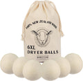 XL Wool Dryer Balls 6-Pack – 100% New Zealand Wool, Natural Fabric Softener & Static Reducer, Reusable Laundry Balls for Pet Hair, Eco-Friendly Dryer Sheets Alternative