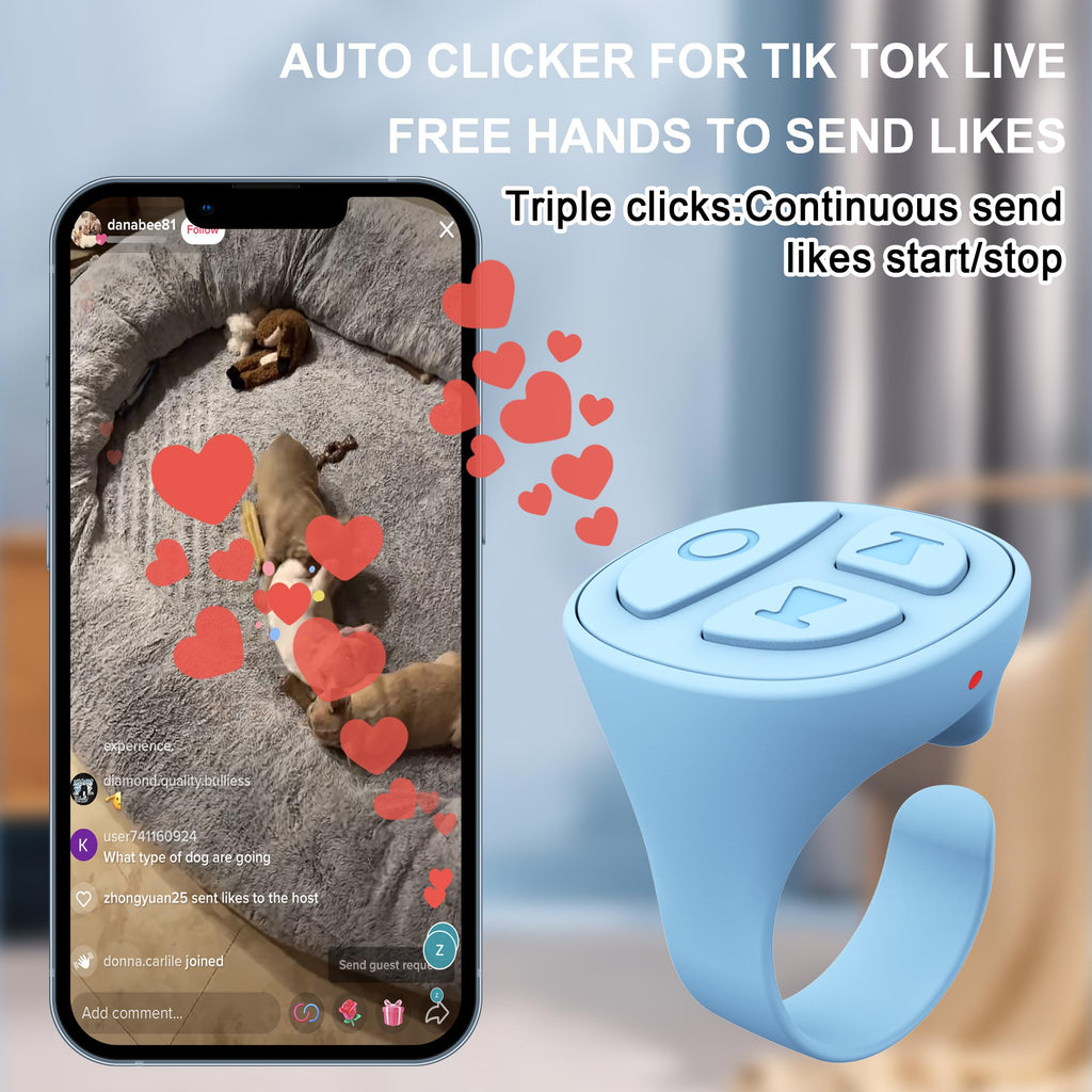 Tiktok Scrolling Ring for iPhone, Bluetooth Camera Remote Control, Remote Control for TIK Tok Scrolling Ring for iPhone, Android (Black)